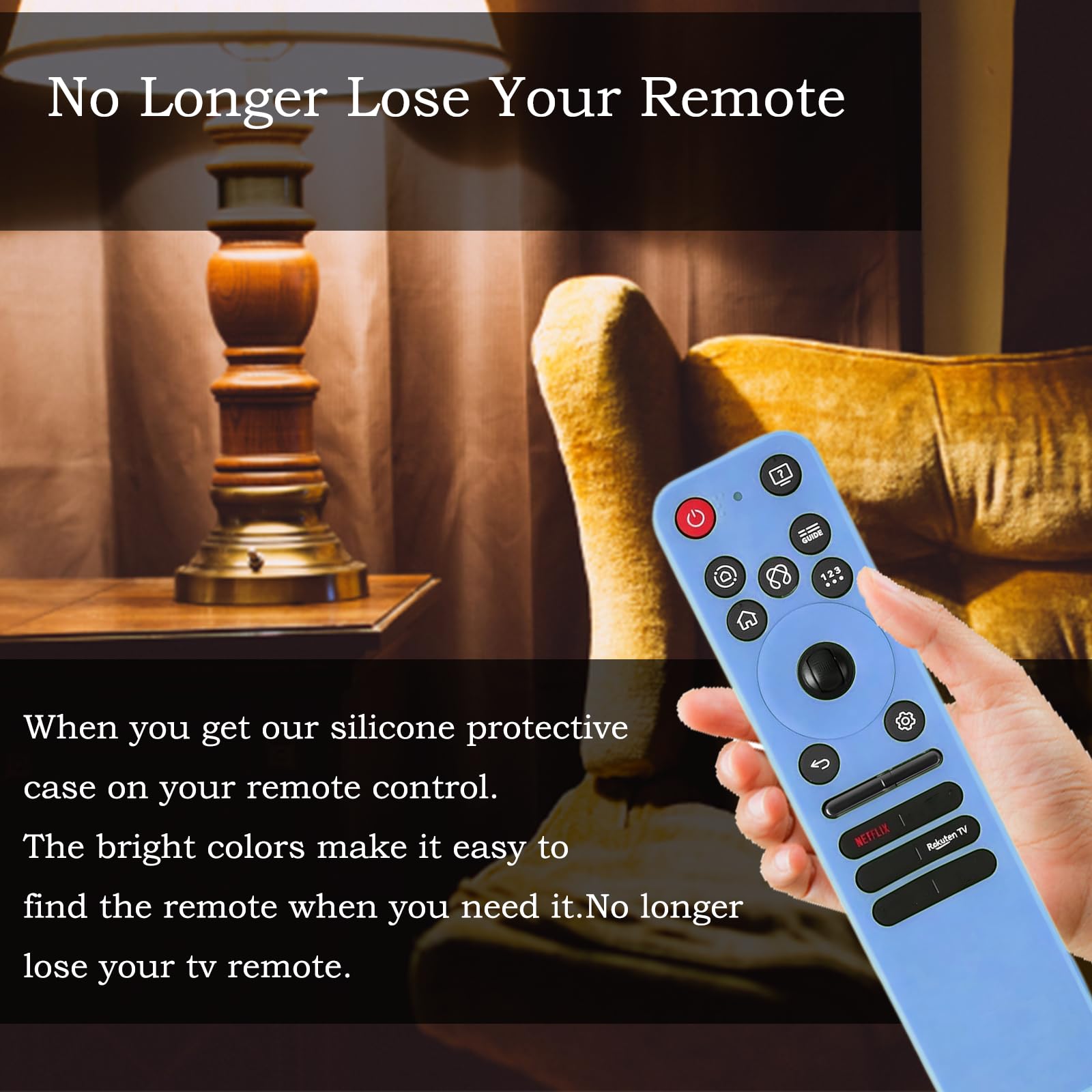 Gavyqier 1PC Silicone Protective Controller Sleeve Compatible with 2025 LG OLED TV Series,Remote Cover for LG MR25GA Magic Glow Blue - 4