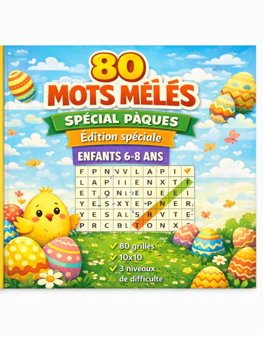 Les Grands Mots Mêlés – Spécial Pâques – 6-8 ans: Jeux de mots mêlés pour enfants | Niveau progressif | Cahier d’activités éducatif spécial Pâques | Apprendre en s’amusant