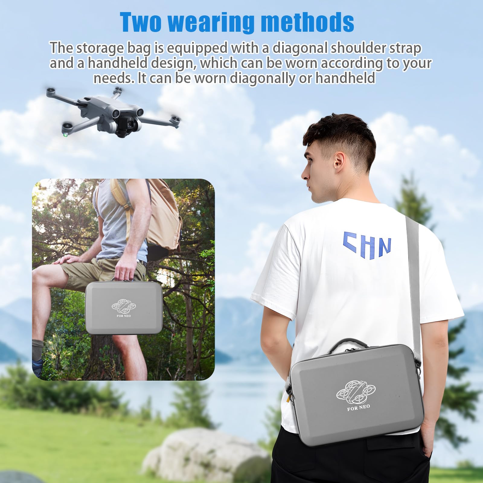 Tasche für DJI neo, Flip Tasche für Dji Neo Fly More Combo mit Tragegriff und Doppelreißverschluss, Tragetasche für DJI Neo Kompatibel mit der RC-N3/N2-Fernbedienung Wasserdicht Stoßfest sturzsicher