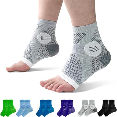 6 pares de calcetines de neuropatía, calcetines de compresión sin dedos para mujeres y hombres, alivio de fascitis plantar y tendinitis de Aquiles,