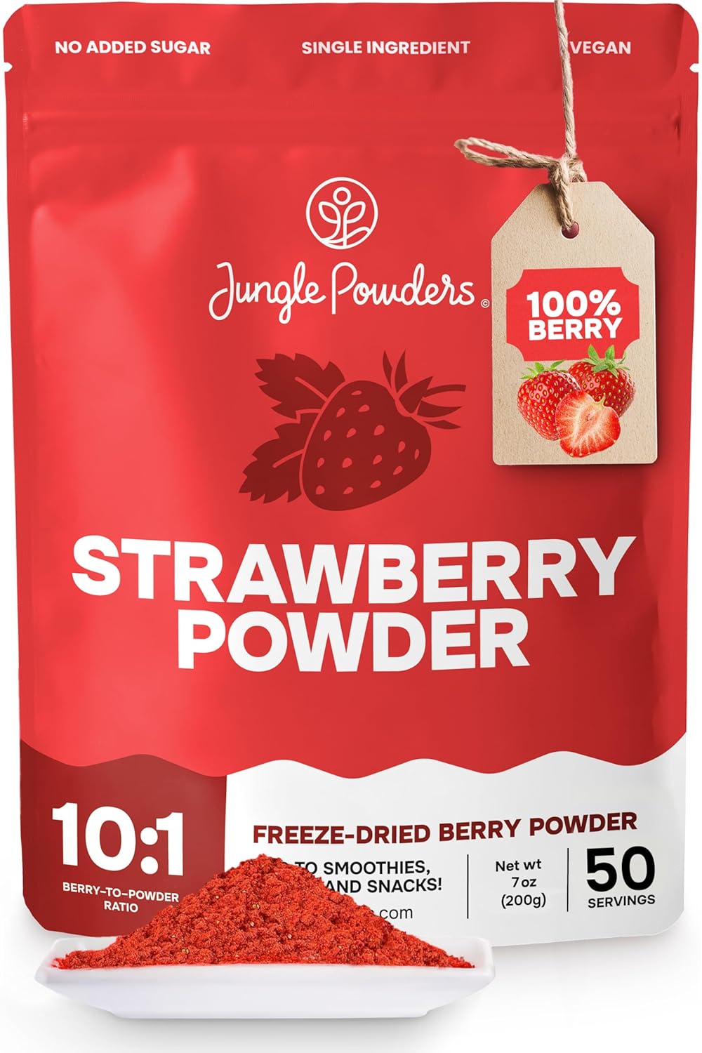 Strawberry Powder for Baking & Smoothies 7 Ounce Bag 50 Servings - Freeze Dried Strawberries Extract 3rd Party Lab Tested Dehydrated Strawberries for Flavoring, Additive & Filler Free Berry Powder