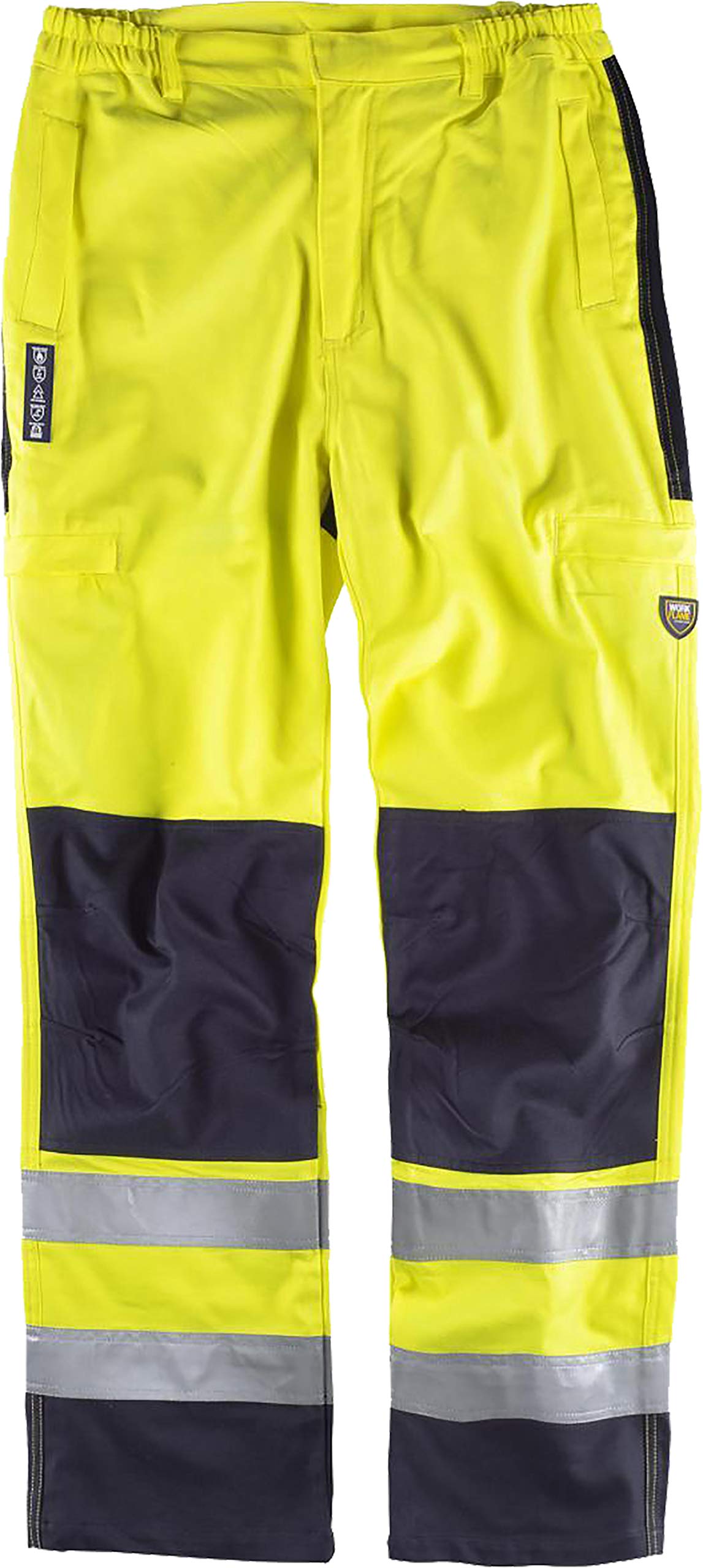 WORKTEAM Pantalón Ignífugo y Antiestático Alta Visibilidad, Protección Química, Soldadura y Arco Eléctrico, Multibolsillos con Refuerzo en Rodillas, Cintas Reflectantes, Unisex