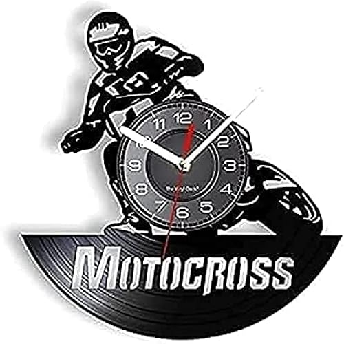 Reloj de pared para motocross, discos de vinilo, reloj de pared para motocicleta, letrero de motociclista extremo, reloj de pared silencioso para