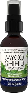 Host Defense MycoShield Throat Spray - Immune Health Support - Dietary Mushroom Supplement with Chaga, Reishi, Turkey Tail & More - On-The-Go Immune Support - Peppermint, 2 fl oz (142 Servings)*