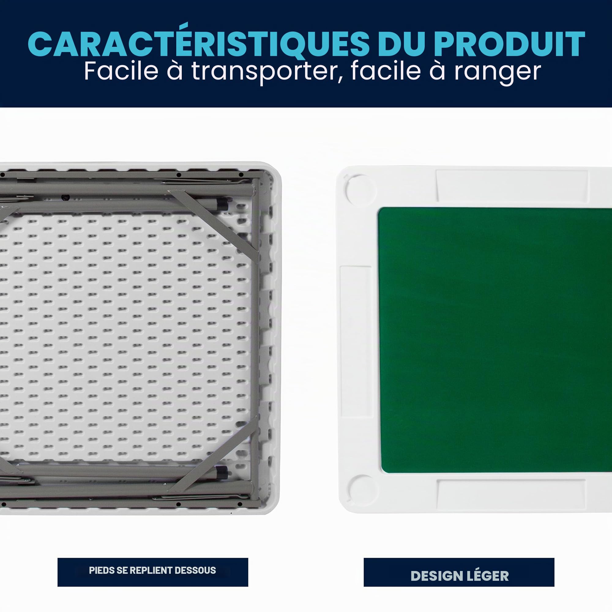 Flash Furniture Silas Table de Jeu carrée Pliante pour 4 Joueurs avec Surface de Jeu Verte et Porte-gobelets 87,6 cm
