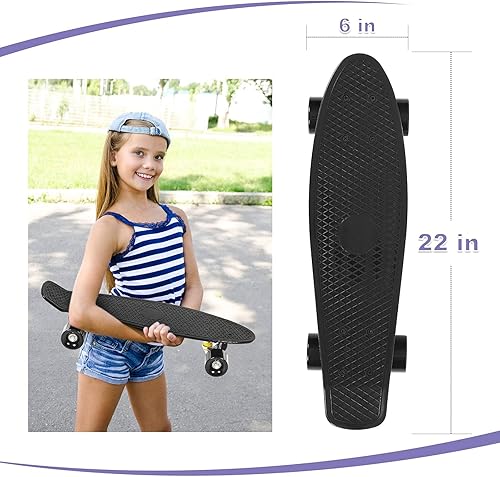 Miniatura 7 de Monopatín completo de 22 pulgadas Mini Cruiser Retro Skateboard para niños principiantes