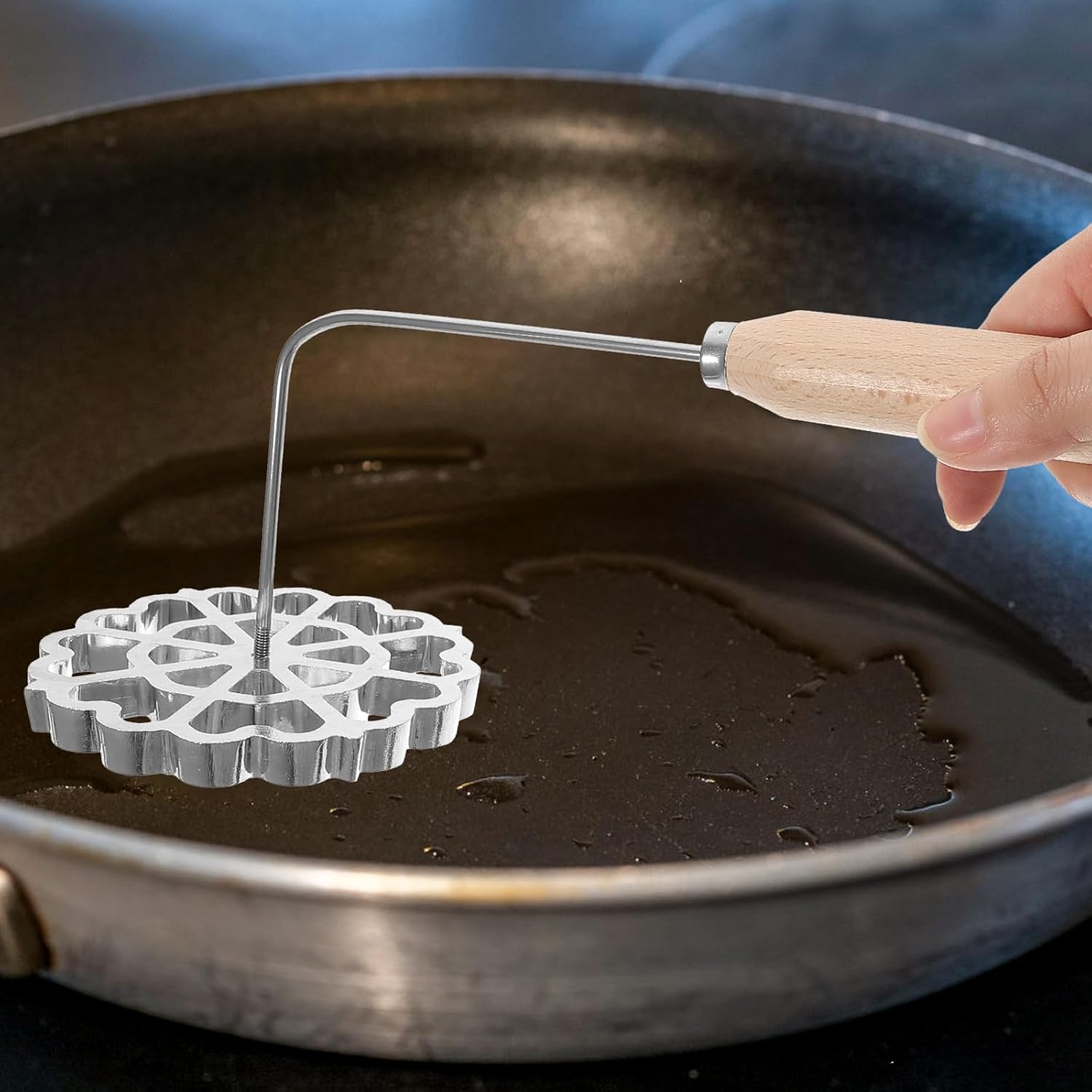 Lurrose Funnel Cake Maker: Rosette Iron - Pizzelle Iron Star Waffle Moulds