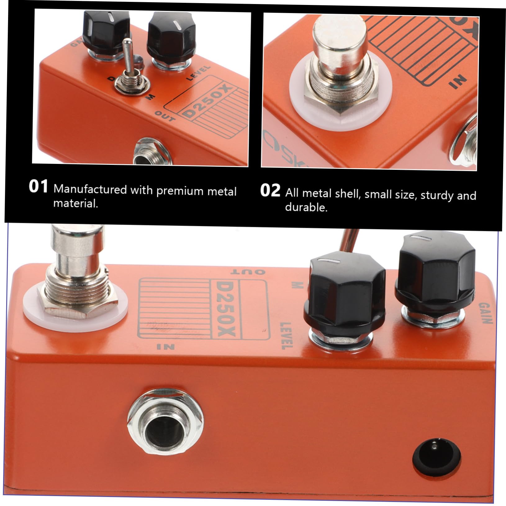 UPKOCH Pédale D'effet pour Guitare en Métal, Bypass Véritable, Finition Orange, Accessoires de Guitare pour Distorsion et Overdrive