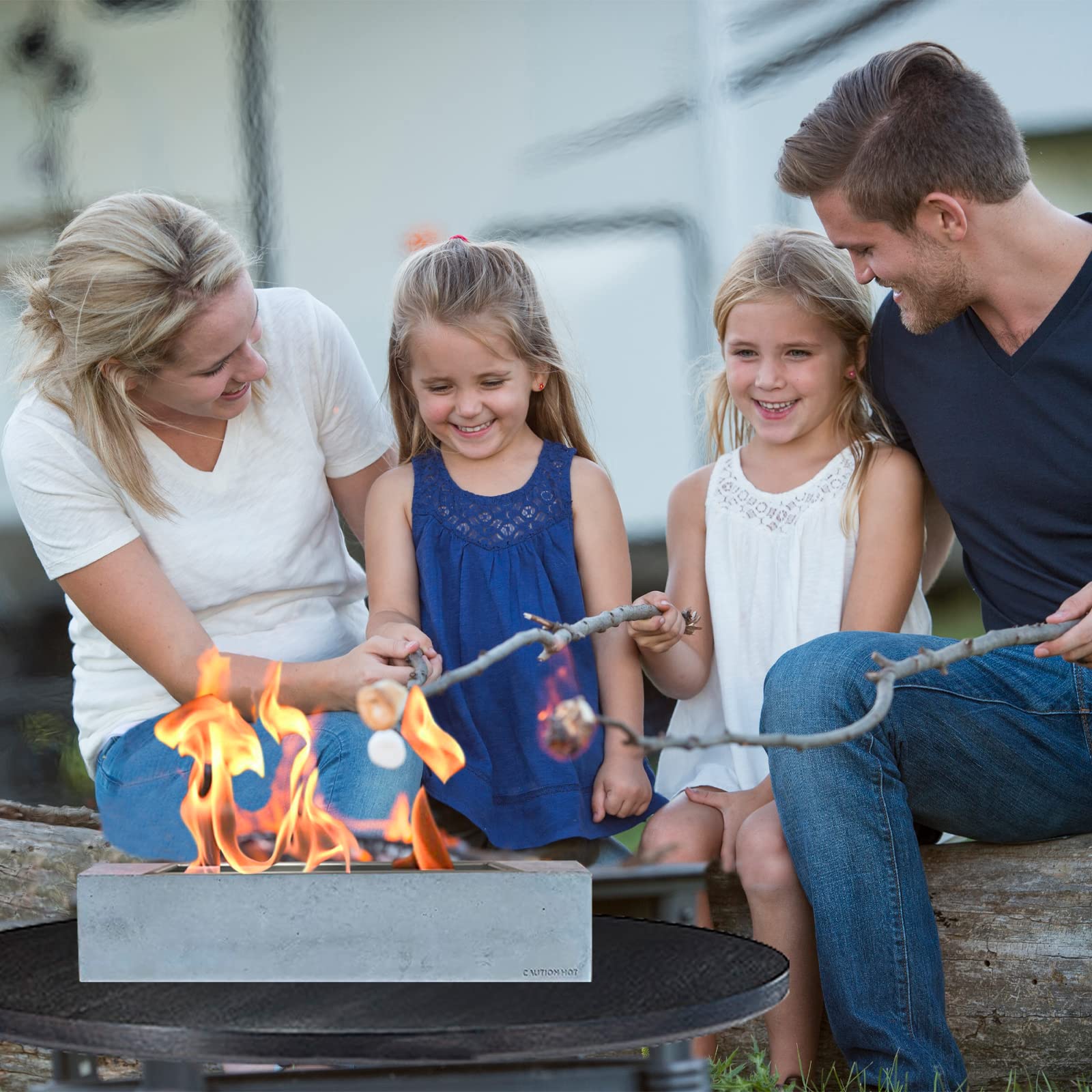 Indoor Fire Pit, Mavalzy Rectangle Tabletop Rubbing Alcohol Frie Pits