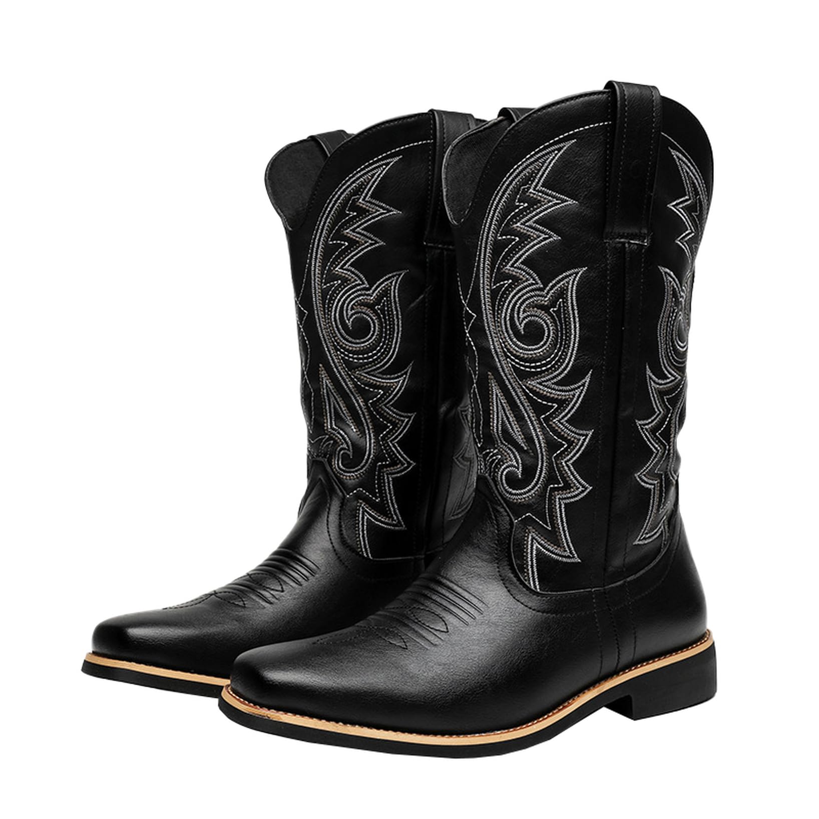 Western Boots, Riding Boots, Knight Boots, Middle Boots, Men's, Large Sizes, Slip-Ons, All Seasons, Performance, For Riding, Motorcycles, Durable, Anti-Slip, Comfortable, Long Nose, Thick Heels