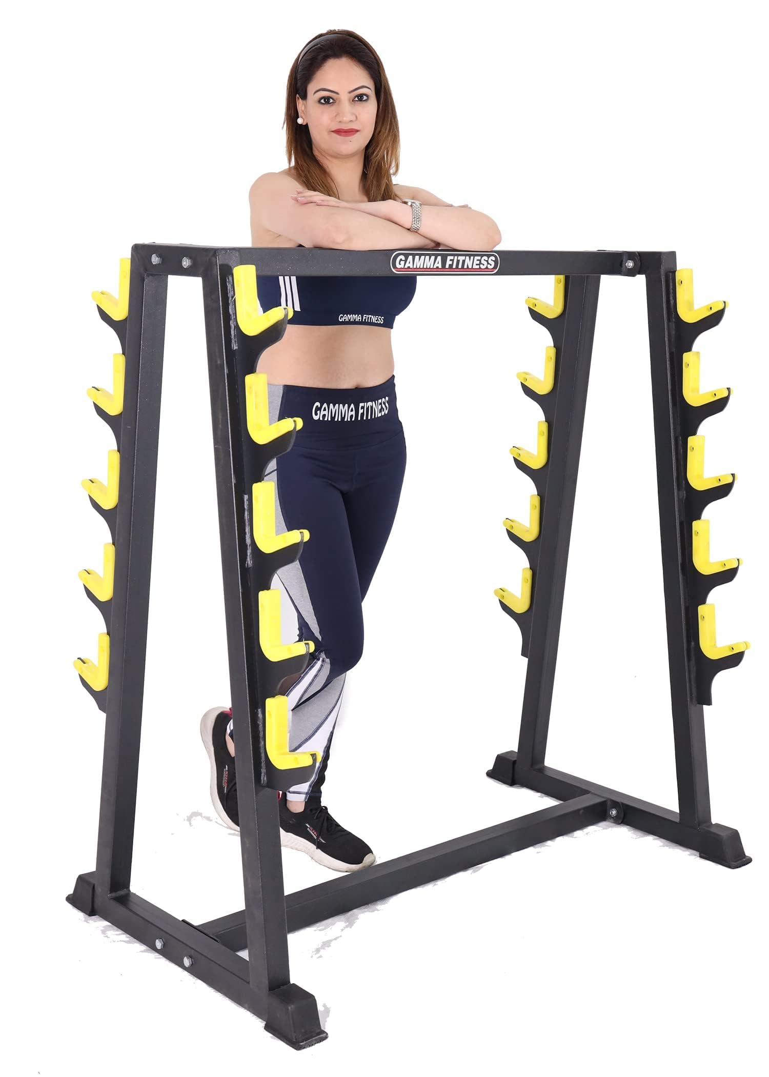 GAMMA FITNESS Gym 10-Bar Fixed Barbell Weight Rack - Heavy-Duty Storage Holder for Straight & EZ Curl Pre-Weighted Bars BR-401-image-43