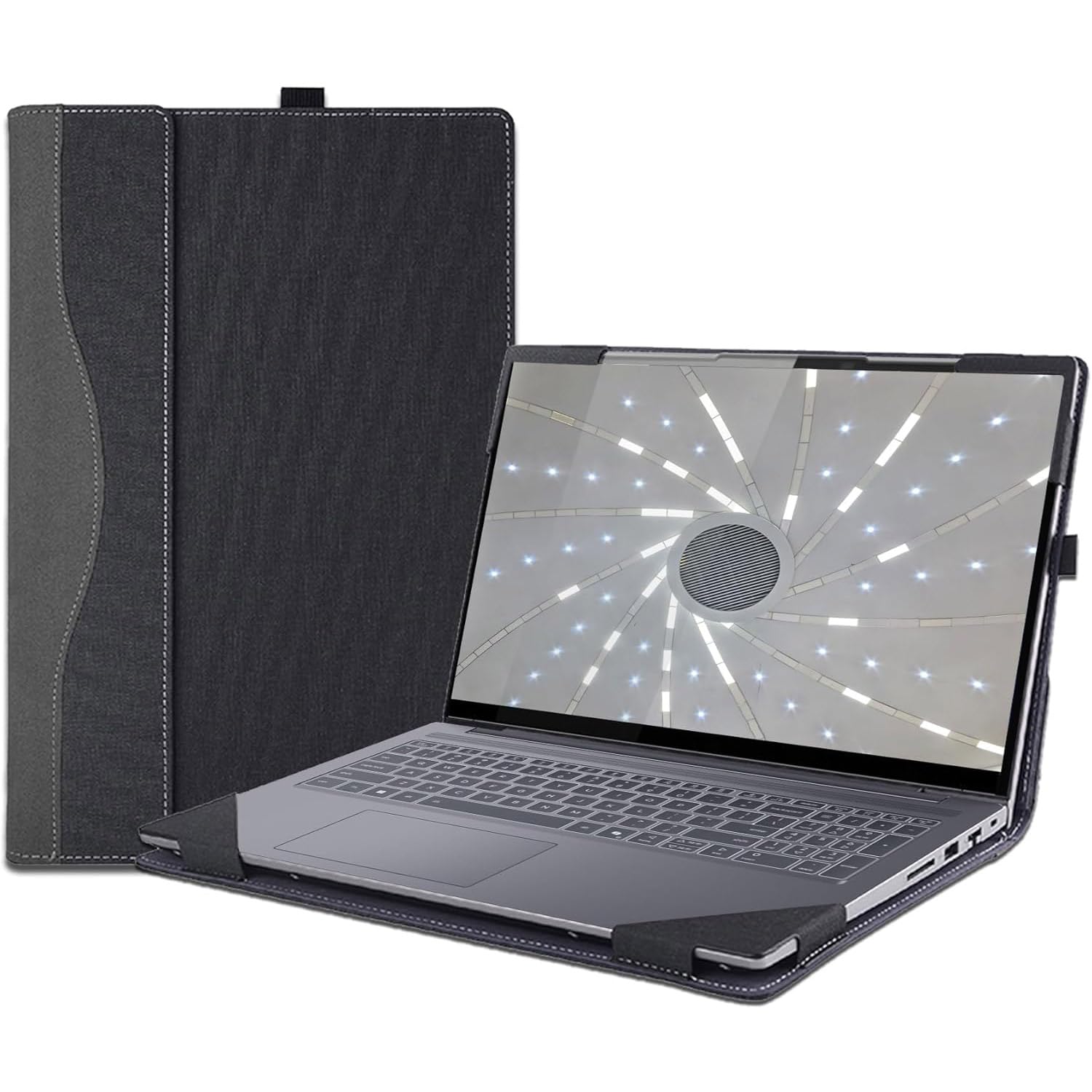 Custodia per laptop HP OmniBook X Flip 16" NGAI 16-as 16-ar e per OmniBook7 Flip 16-au Sleeve, custodia protettiva in pelle PU staccabile per notebook PC borsa accessori (grigio scuro)