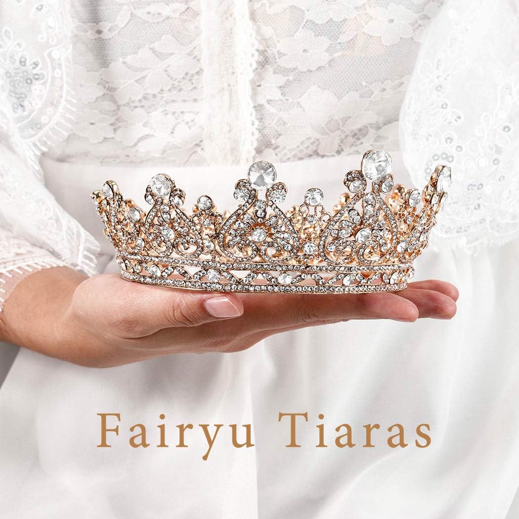 Foyte Baroque Queen Crown Gold Bride Rhinestone Wedding Crown Tiaras Crystal Hair Accessories for Women - Image 5