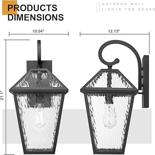 Miniatura 60 de Lámparas de pared para exteriores, faroles de pared exterior impermeables con vidrio, apliques de pared exterior, luces de porche delantero