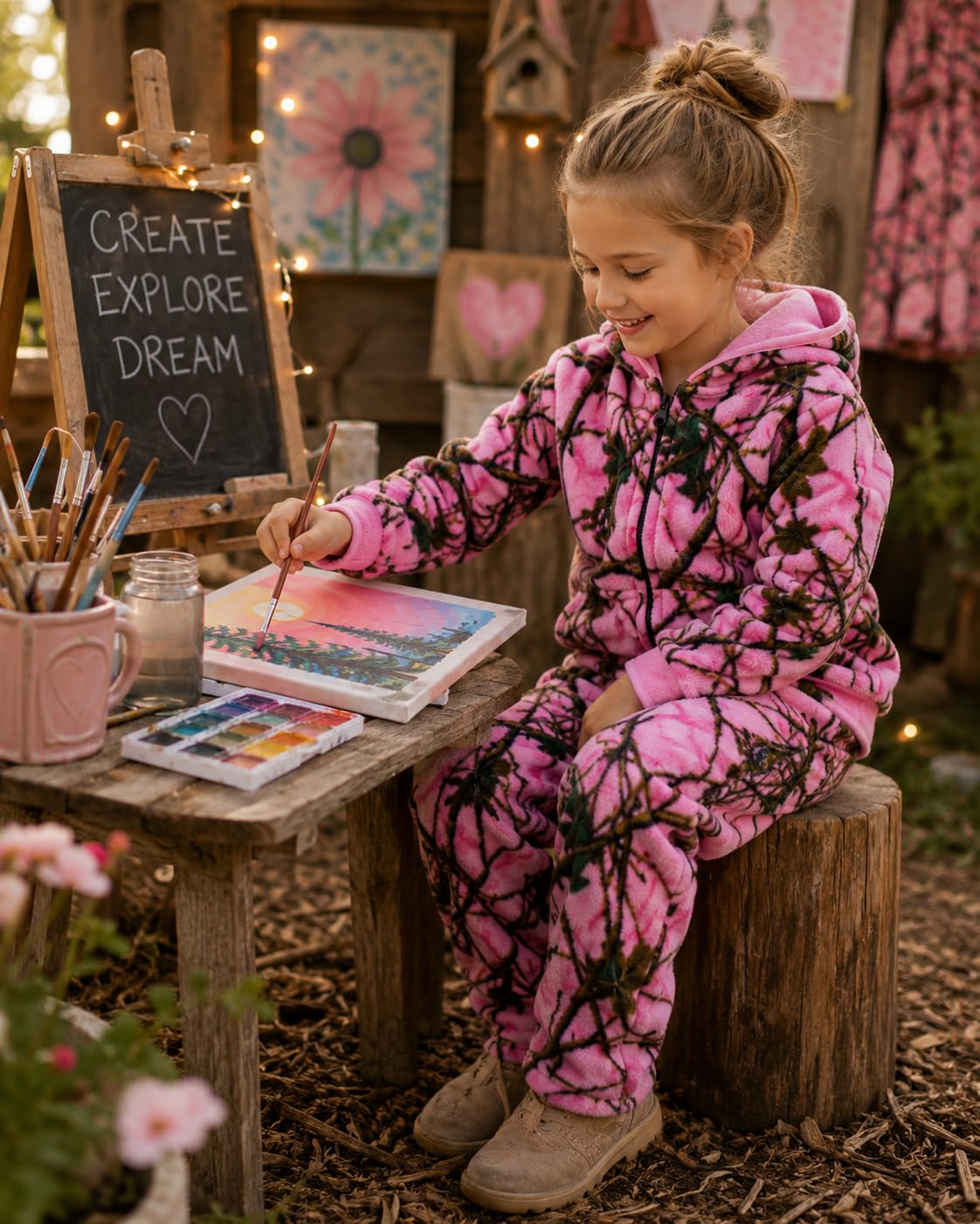 TrailCrest Kleinkind Blaze/Camo Fleece Hoodie & Hose 2-teiliges Outfit