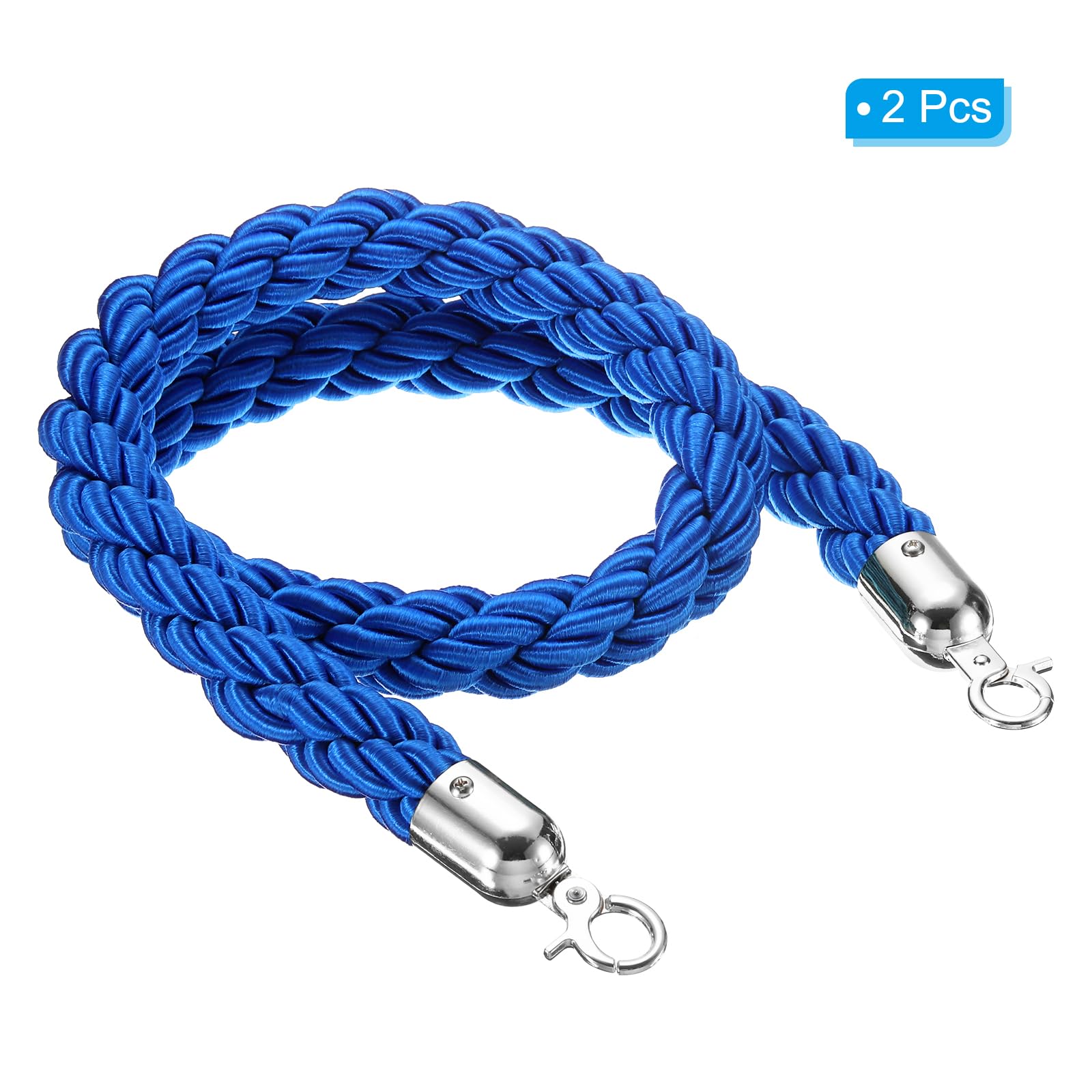 PATIKIL Stanchion Corda, 2Pz 1,2m/3,9 Piedi Barriera Corda Corda di Sicurezza barriera per Pali Stand Coda Divisore Folla Controllo Hotel, Blu Argento