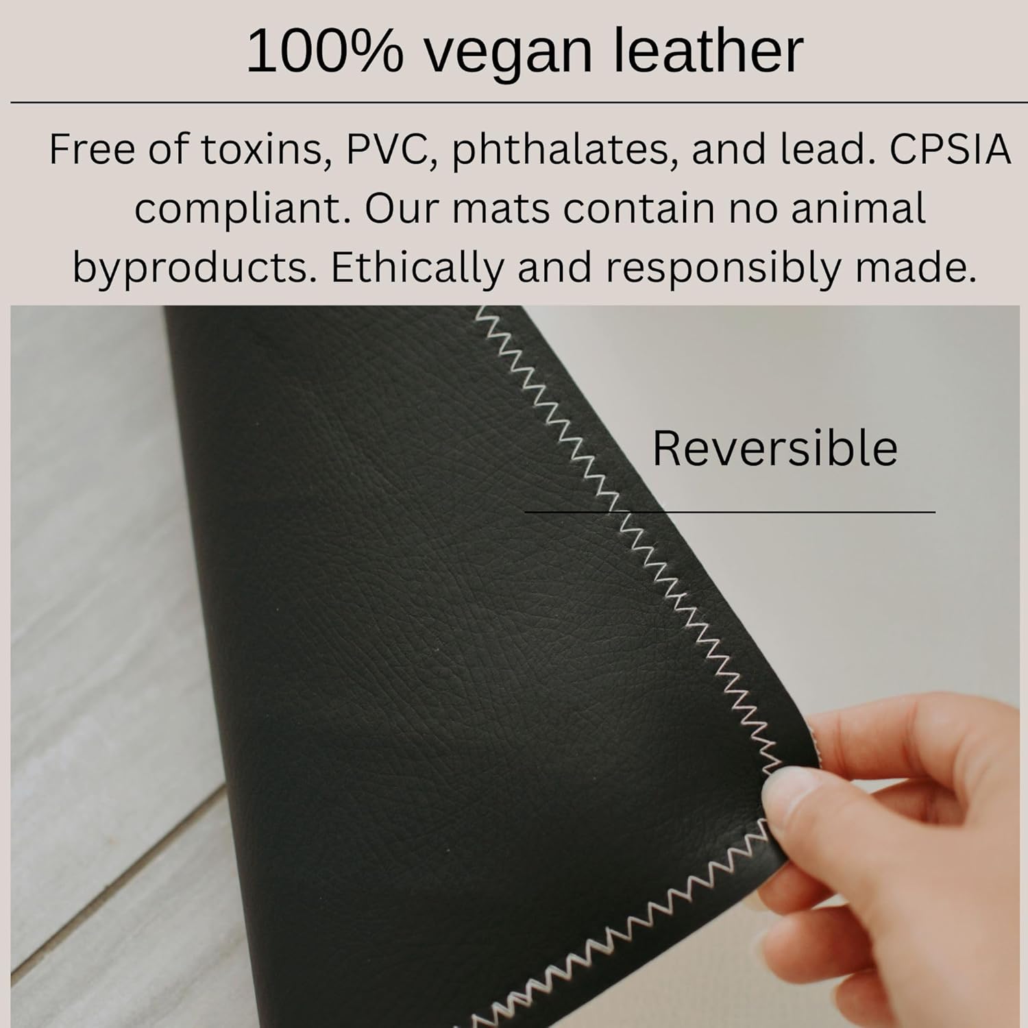 Uniklook Vegan Leather Reversible Multipurpose Paly mat Kids Infant Picnic Blanket - Waterproof Baby Splat mat for High Chair Sand Proof Beach Blanket Indoor Outdoor (Cream, Black)
