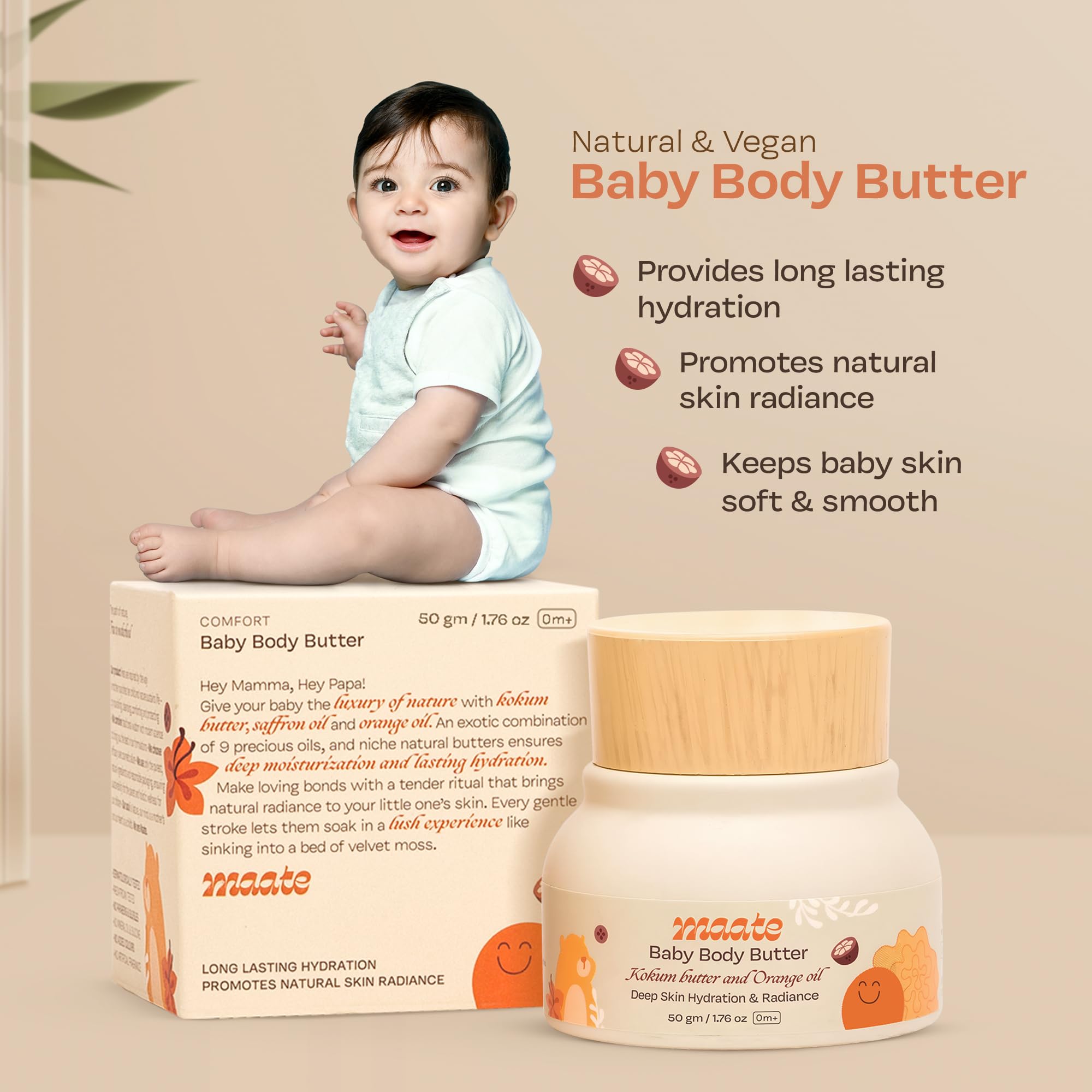 Maate Baby Face & Body Butter Combo (50 gm each) | Enrich with Shea Butter & Avocado | Natural Baby Moisturizer for face & Body| Body Lotion for Kids 0-12 Years| Gentle on Baby's Skin. 1
