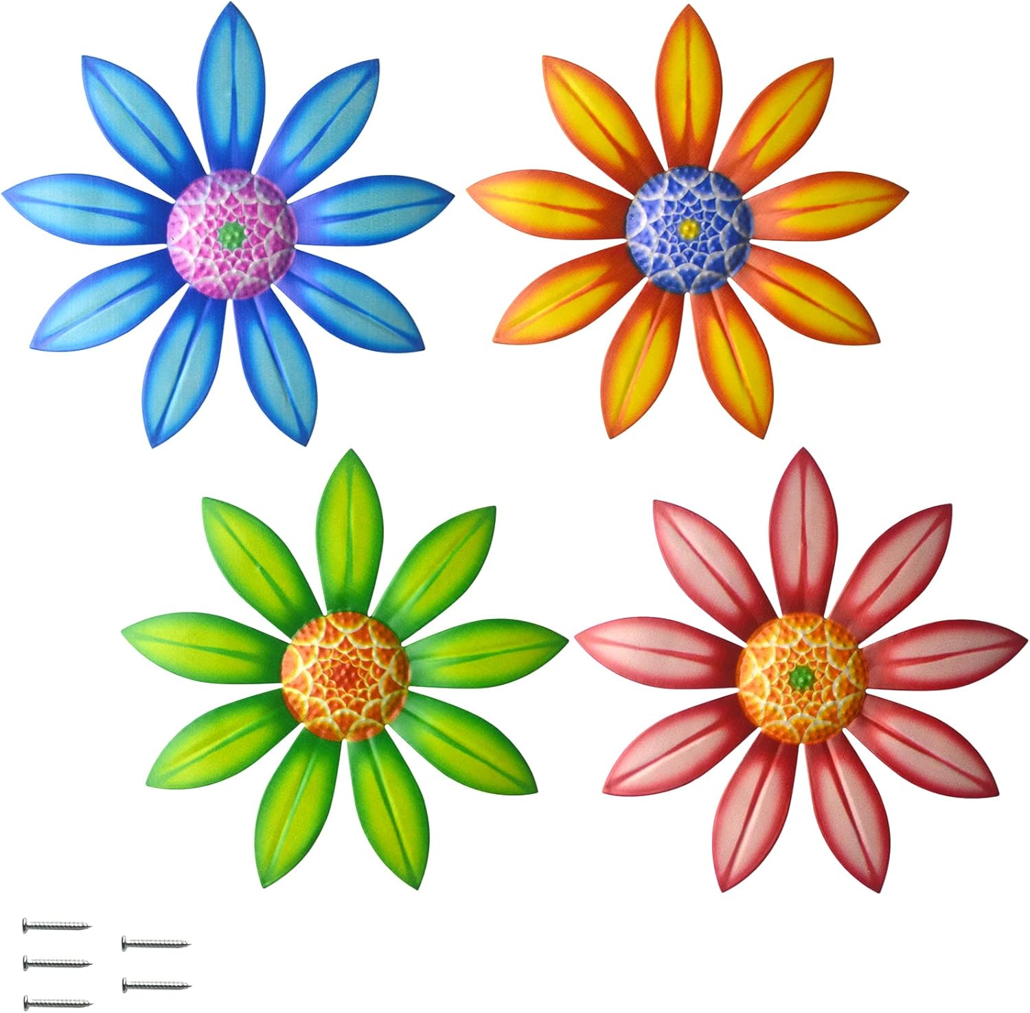 Decoración de Pared de Flores Metálicas Gooyule Set de 4