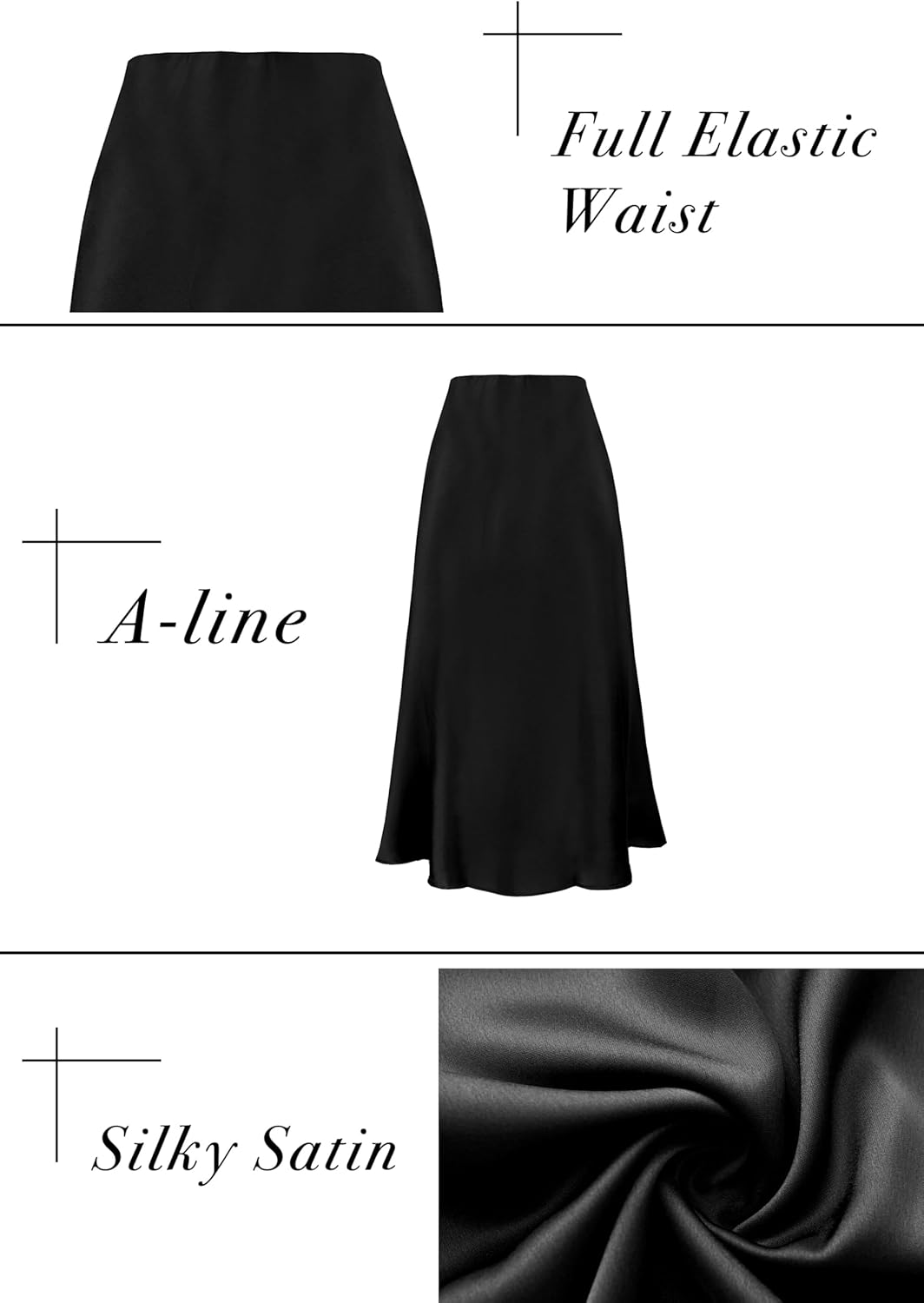 Mist Azur Silky Satin Long Skirt for Women Elastic High Waisted A Line Maxi Skirt 7307