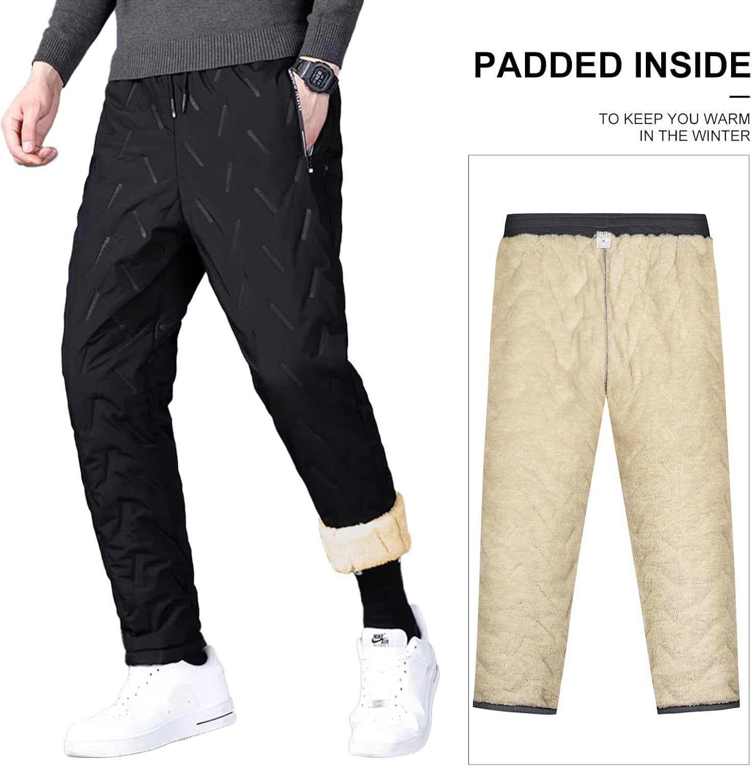 LBL Men's Joggers Casual Fleece Jogging Bottoms Winter Warm Sweatpants Work Trousers Outdoor Sport Pants with Drawstring 4 71v uRmNTzL. AC SL1500