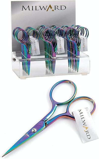 Milward Multi-Colour Rainbow Embroidery Scissors - 3.5"/9cm - Sharp Point