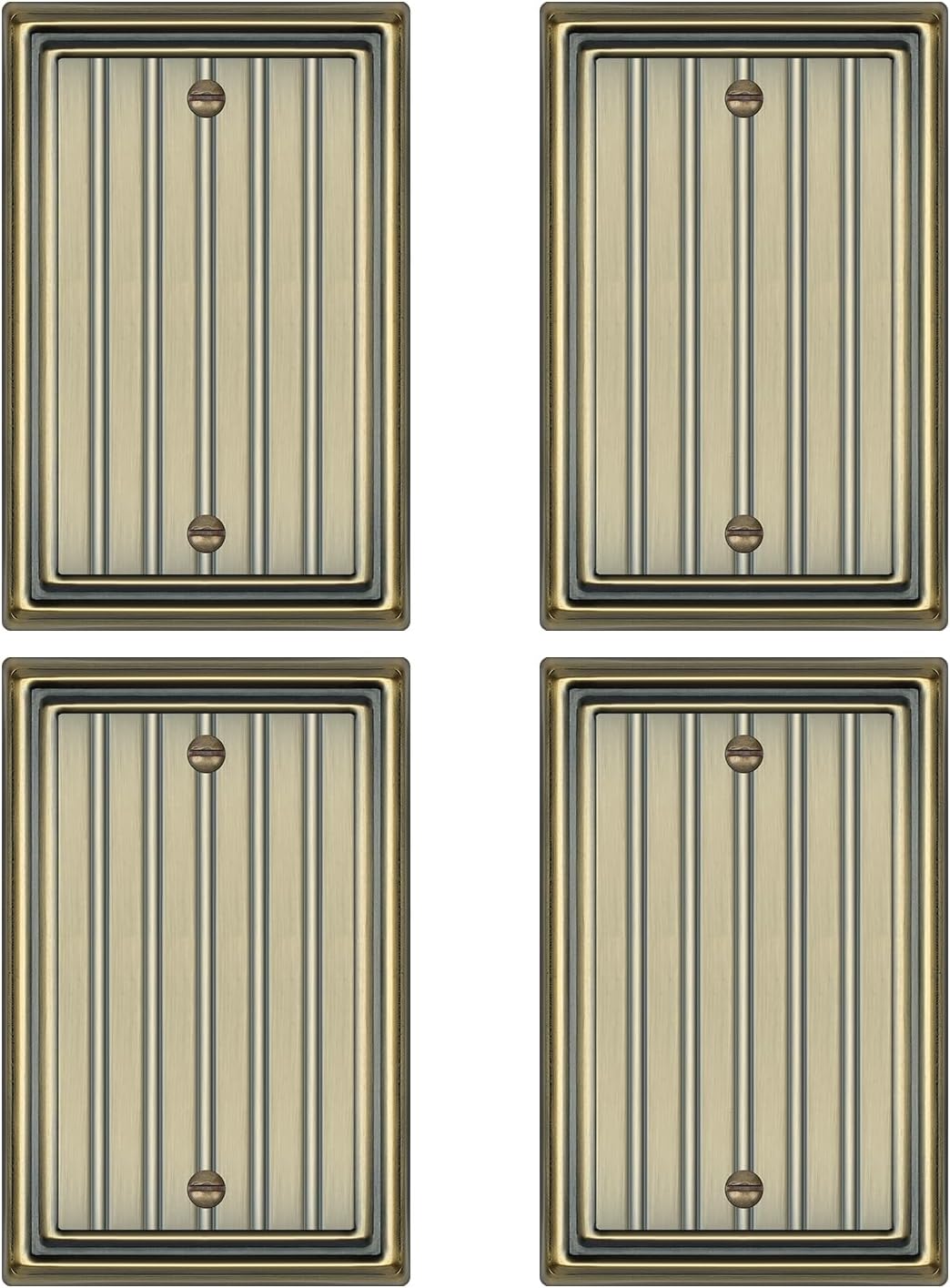 4 Pack Antique Brass Outlet Cover, Decorative Wall Plate for Electrical Outlets, Solid Zinc Alloy Switch Plates and Outlet Covers 1-Gang Duplex Receptacle Covers Wall Plates