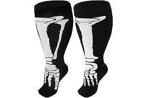Compression Skeleton Socks for Women, Wide Calf 20-30 mmHg Plus Size Knee High
