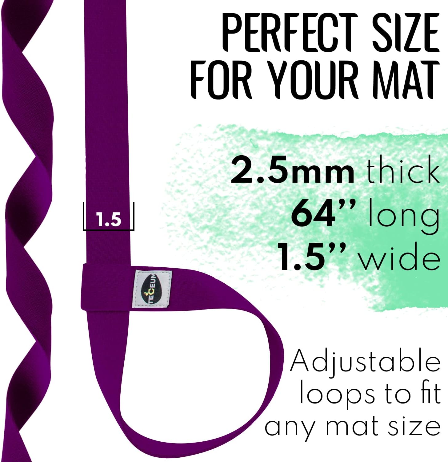 TECEUM Yoga Mat Strap – Extra Soft & Thick Cotton Carrier for All Mats image 4