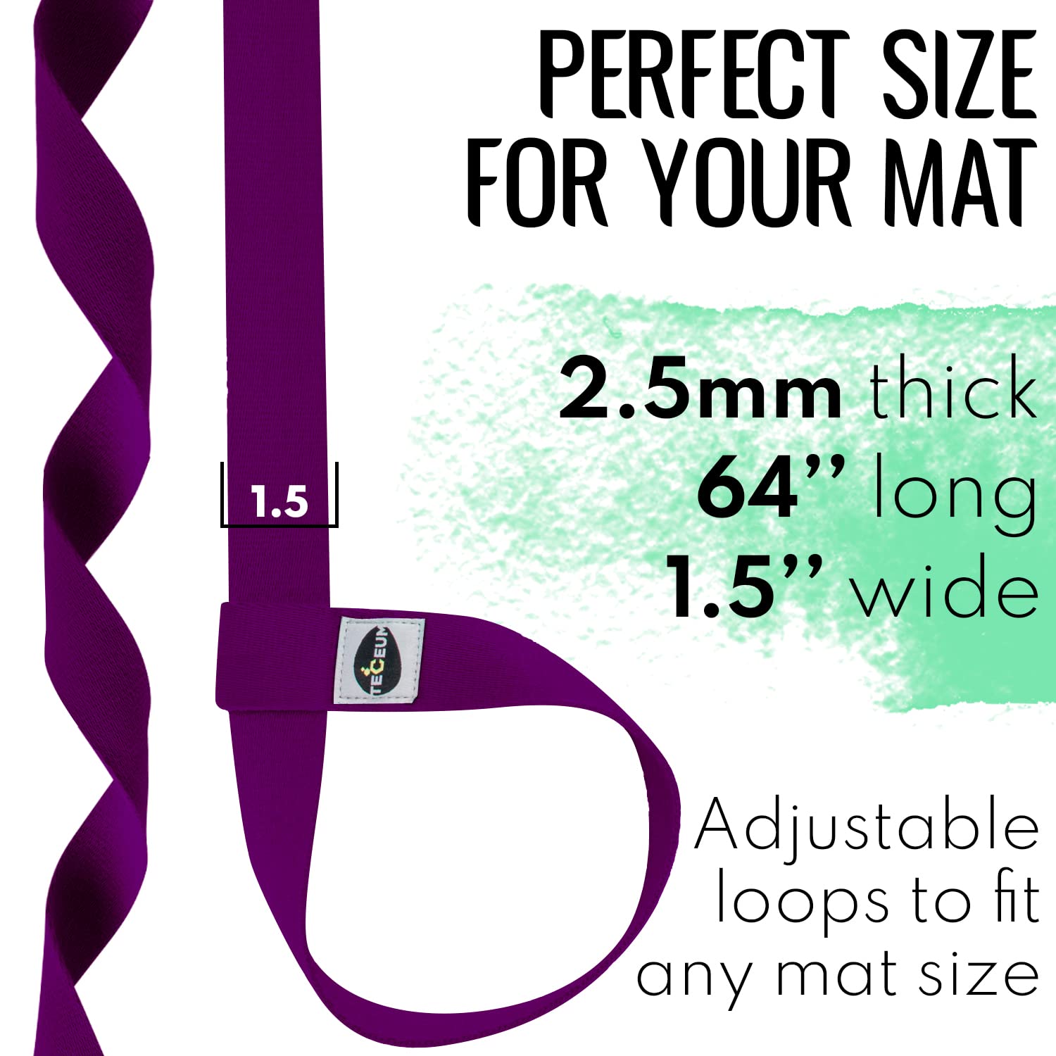 TECEUM Yoga Mat Strap - Soft Cotton Carrier -4
