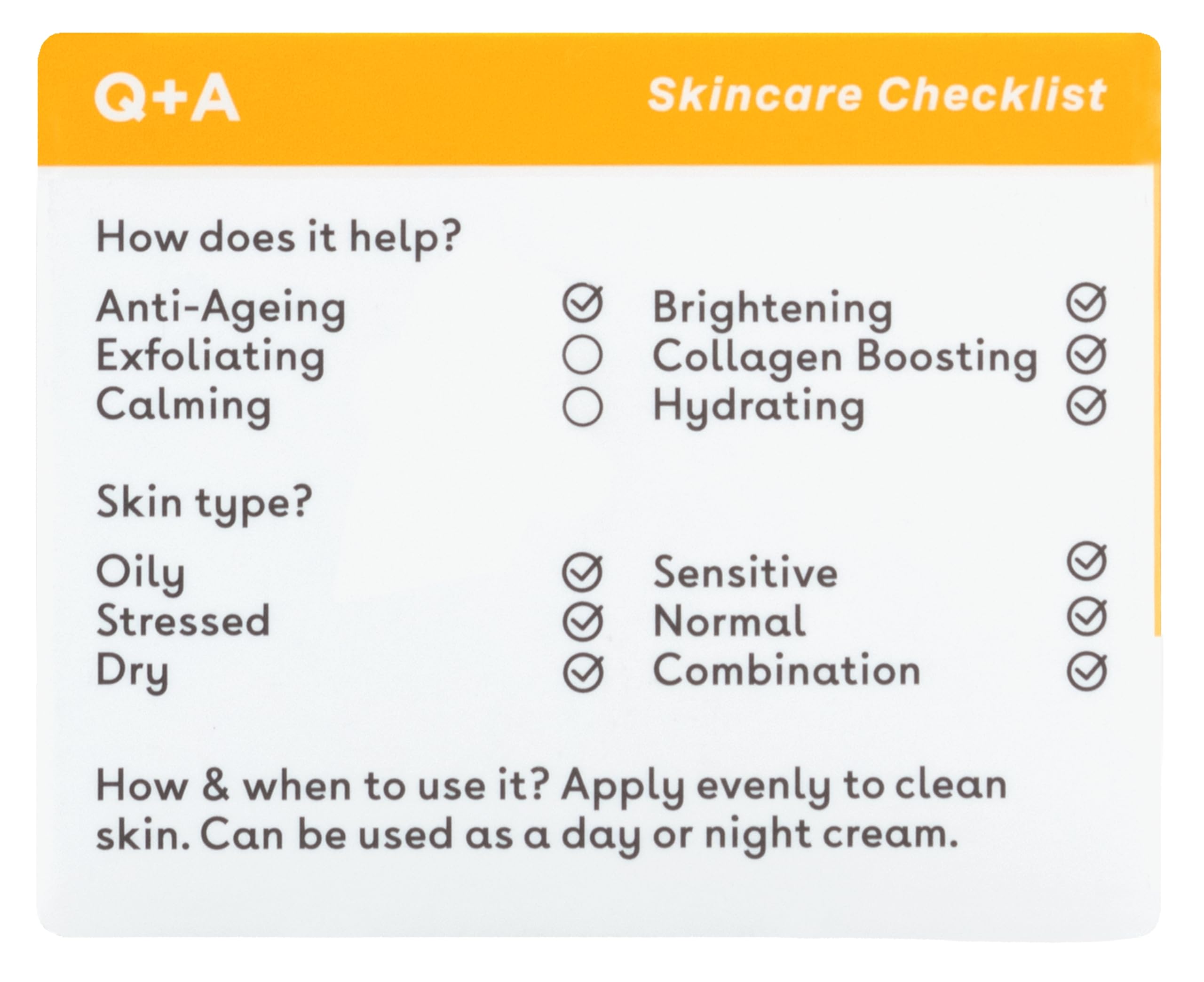 Q+A Vitamin C Radiance Cream, Hydrating, Anti-Ageing Face Cream with Collagen Boosting Vitamin C - Image 3