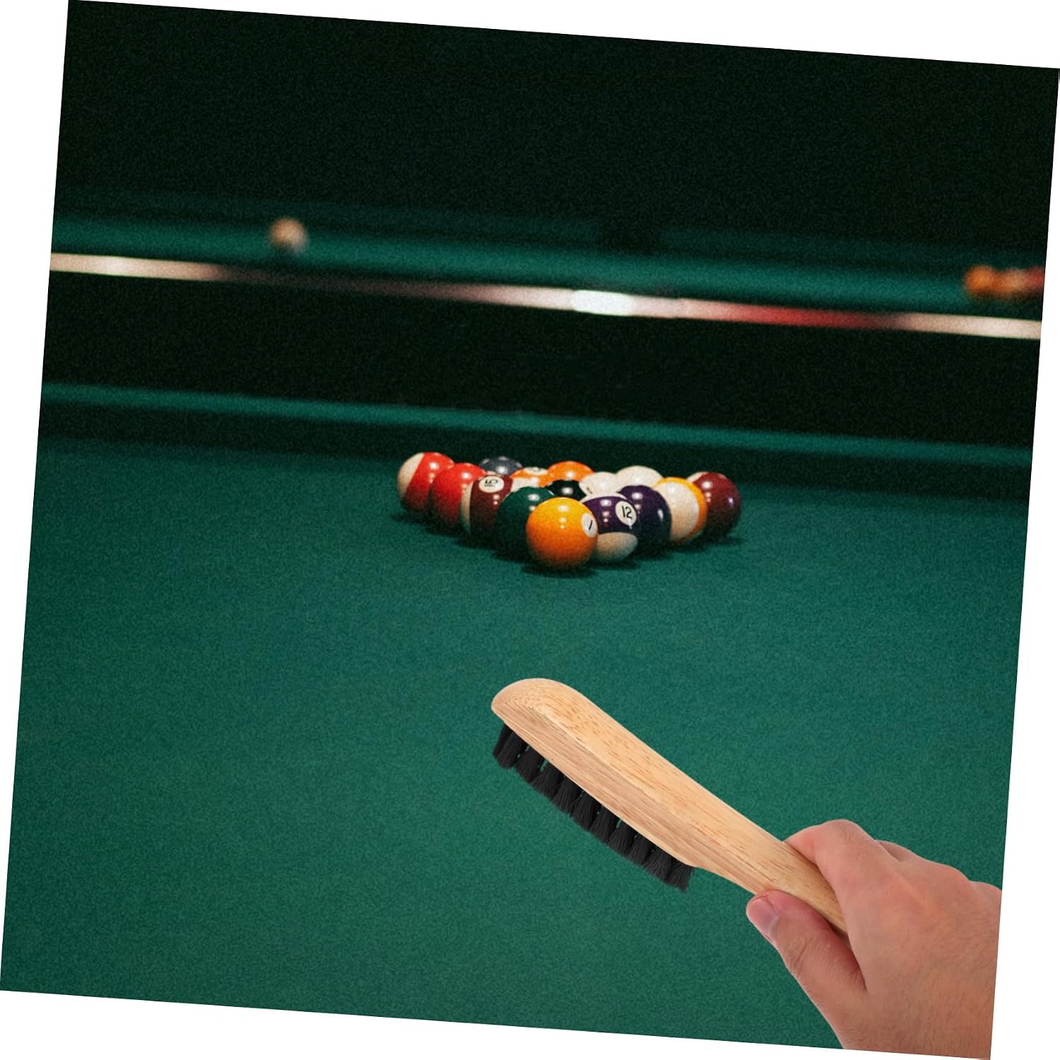 Solid Wood Handle Pool Table Cleaner Brush with Dense Bristles for Felt Cloth Cleaning Multi-use Billiard Table Wiper and Rail Brush Accessory for Club and Home Use