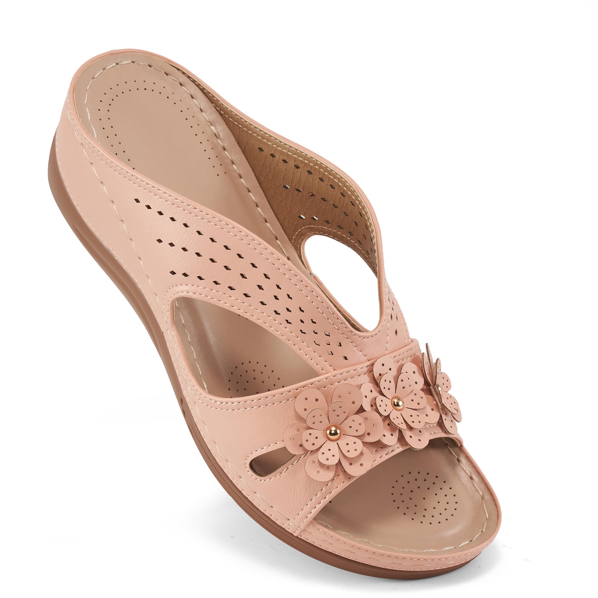 Ecetana Sandals for Women Wedge Shoes: Slip On Dressy Summer Comfortable Slides Sandals 2026 Casual Memory Foam Platform Shoes