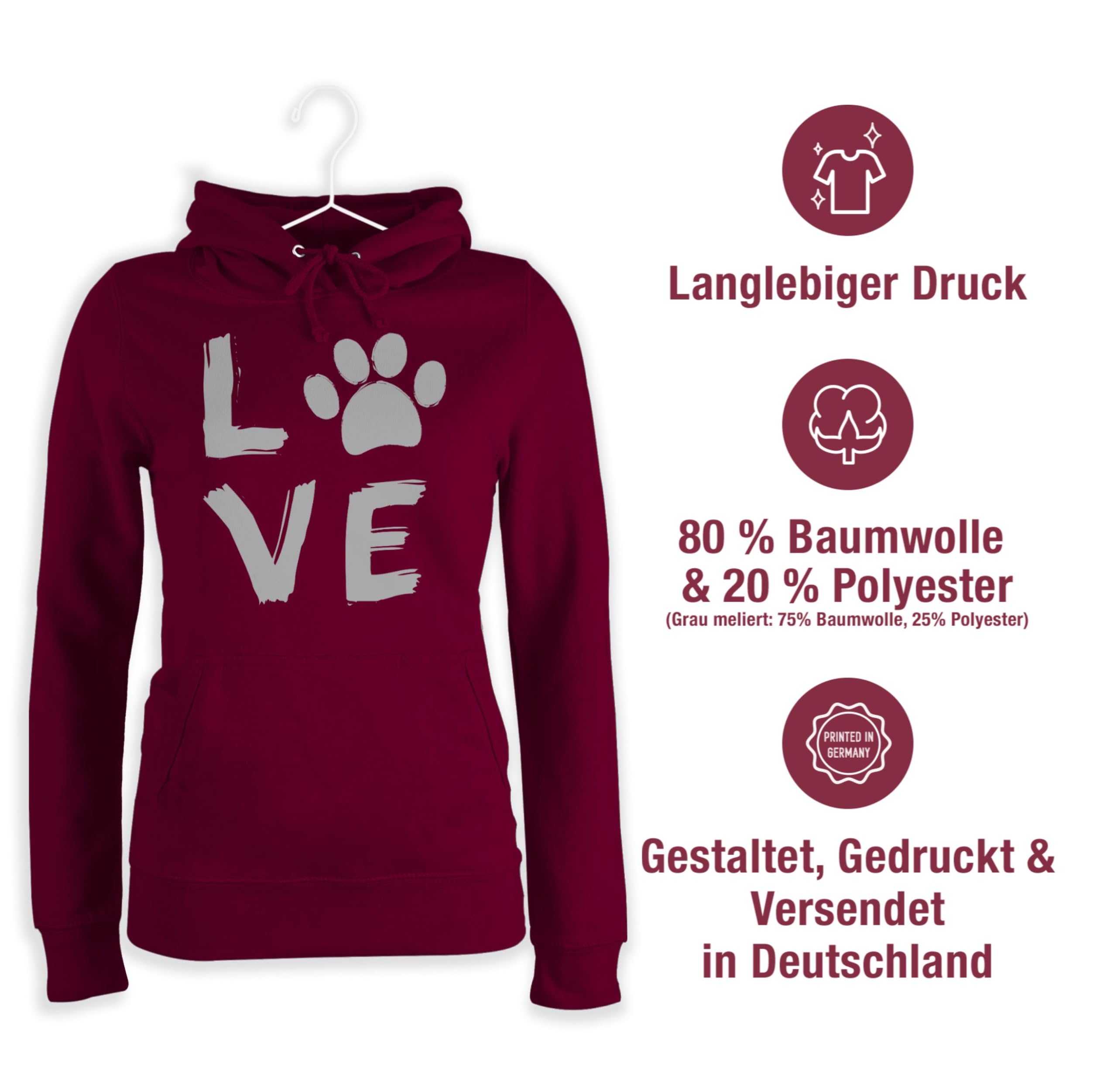 Shirtracer - Pullover Damen Hoodie Frauen - Geschenk für Hundebesitzer - Love Pfotenabdruck
