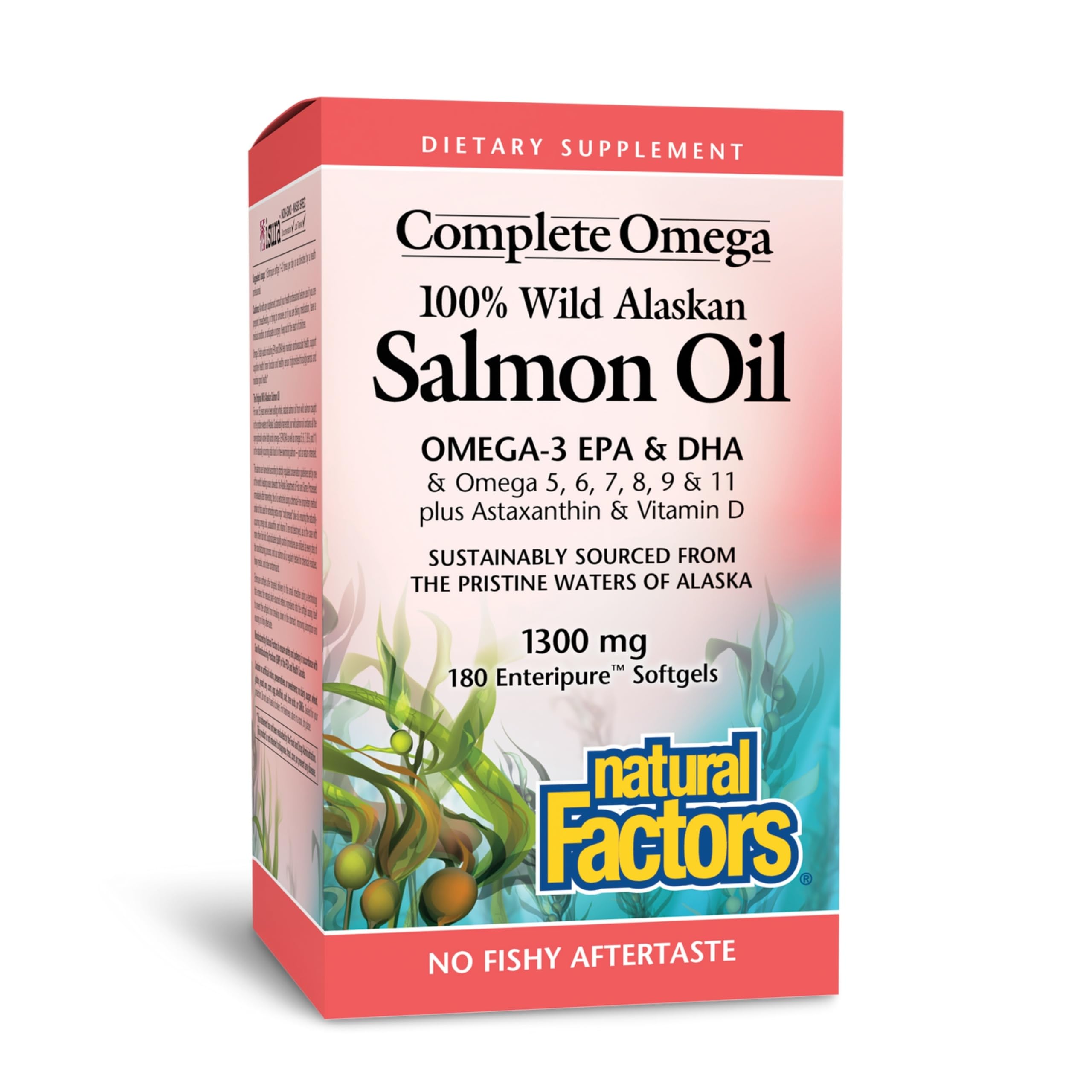 Natural Factors Complete Omega , Wild Alaskan Salmon Oil, Supports Heart and Brain Health with Omega-3 DHA and EPA, 180 softgels (180 servings)