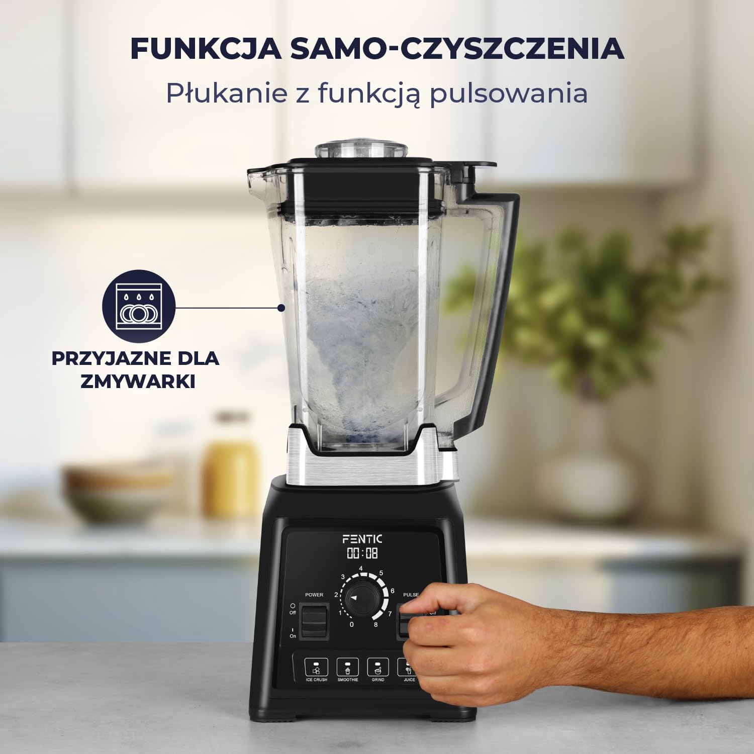 Blender – 2000W – Mocny Mikser – 2 Litry – Blender do Smoothie z 8 Prędkościami i 4 Programami – Mikser do Kruszenia Lodu