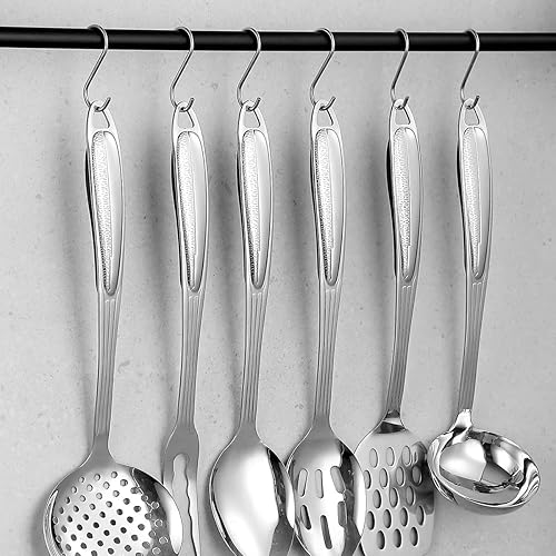 Miniatura 8 de Berglander Juego de utensilios de cocina de acero inoxidable, 6 piezas, juegos de utensilios de cocina, utensilios de cocina esenciales incluyen