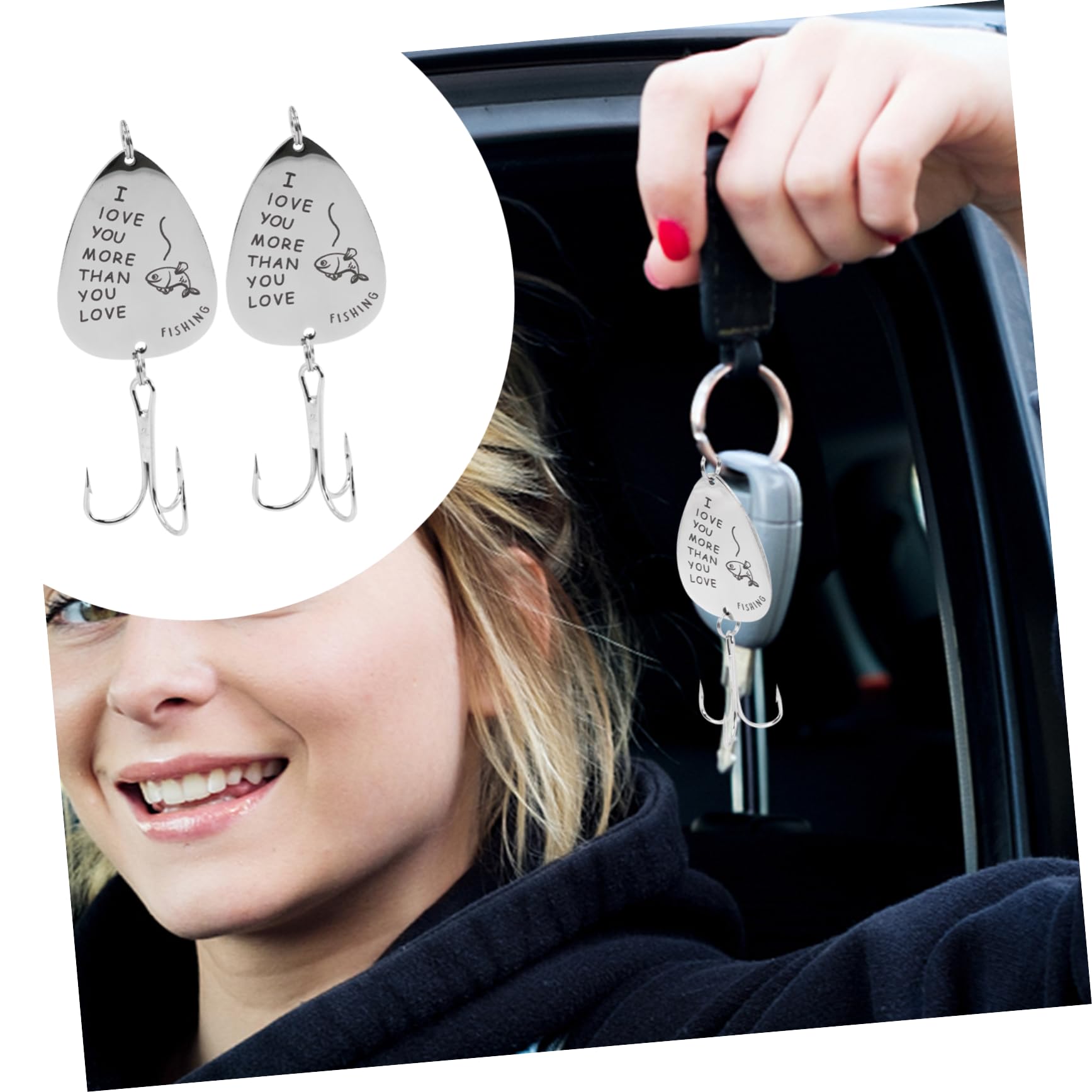 SUPVOX 8piezas Anzuelos De Pesca Decorativos De Inoxidable Multiuso y Portátiles para Viajes para Padres y Abuelos El Día del Padre y San Valentín
