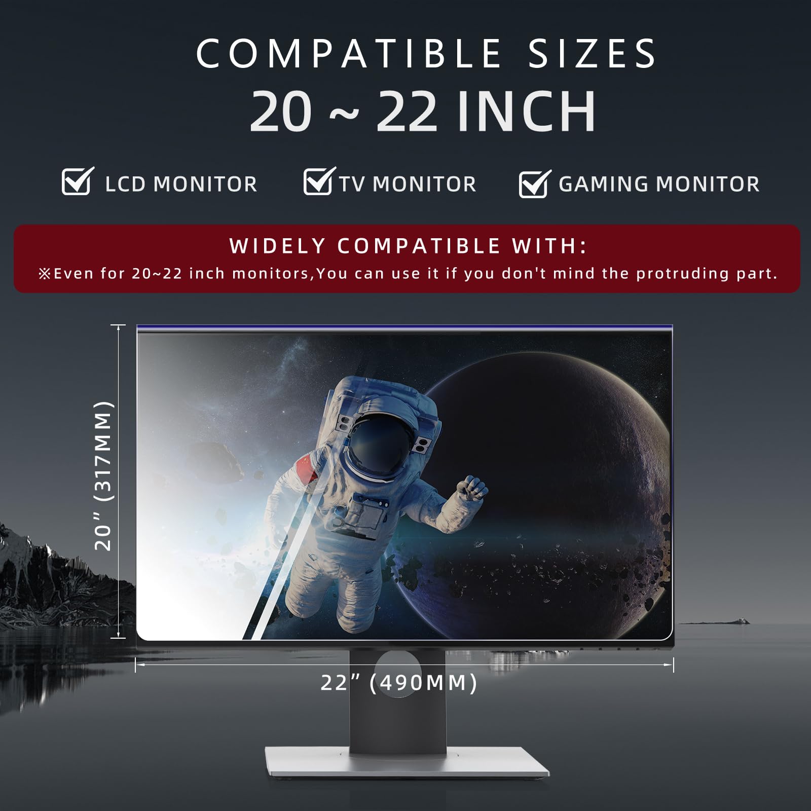 HaruYo 20-22 Pulgadas Filtro de Privacidad Tipo Colgante para Monitor PC 20" 21.5" 22"