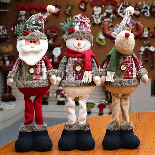 Vista 3 de Bluelans Figuras de Papá Noel de pie hechas a mano, lindas y elegantes figuras de Papá Noel, muñeca de Navidad, juguete de peluche para decoración