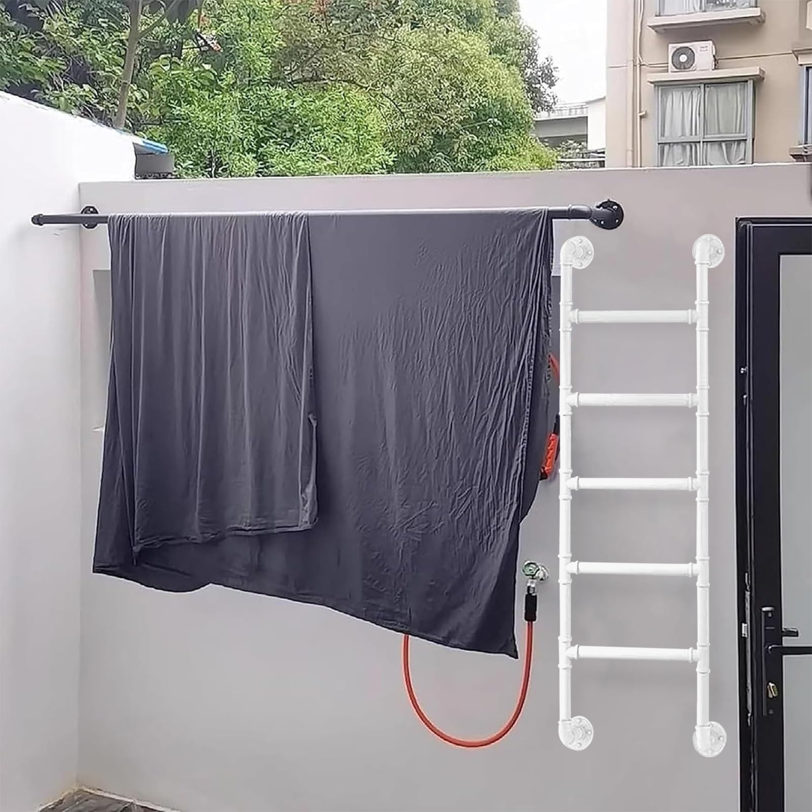 Échelle de secours blanche pour évacuation de sous-sol et lit mezzanine