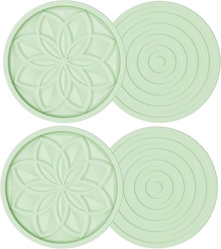 Miniatura 8 de HFHOME - Juego de 6 posavasos redondos con soporte, silicona negra sin BPA con parte inferior antideslizante, se adapta a cualquier tamaño de taza o