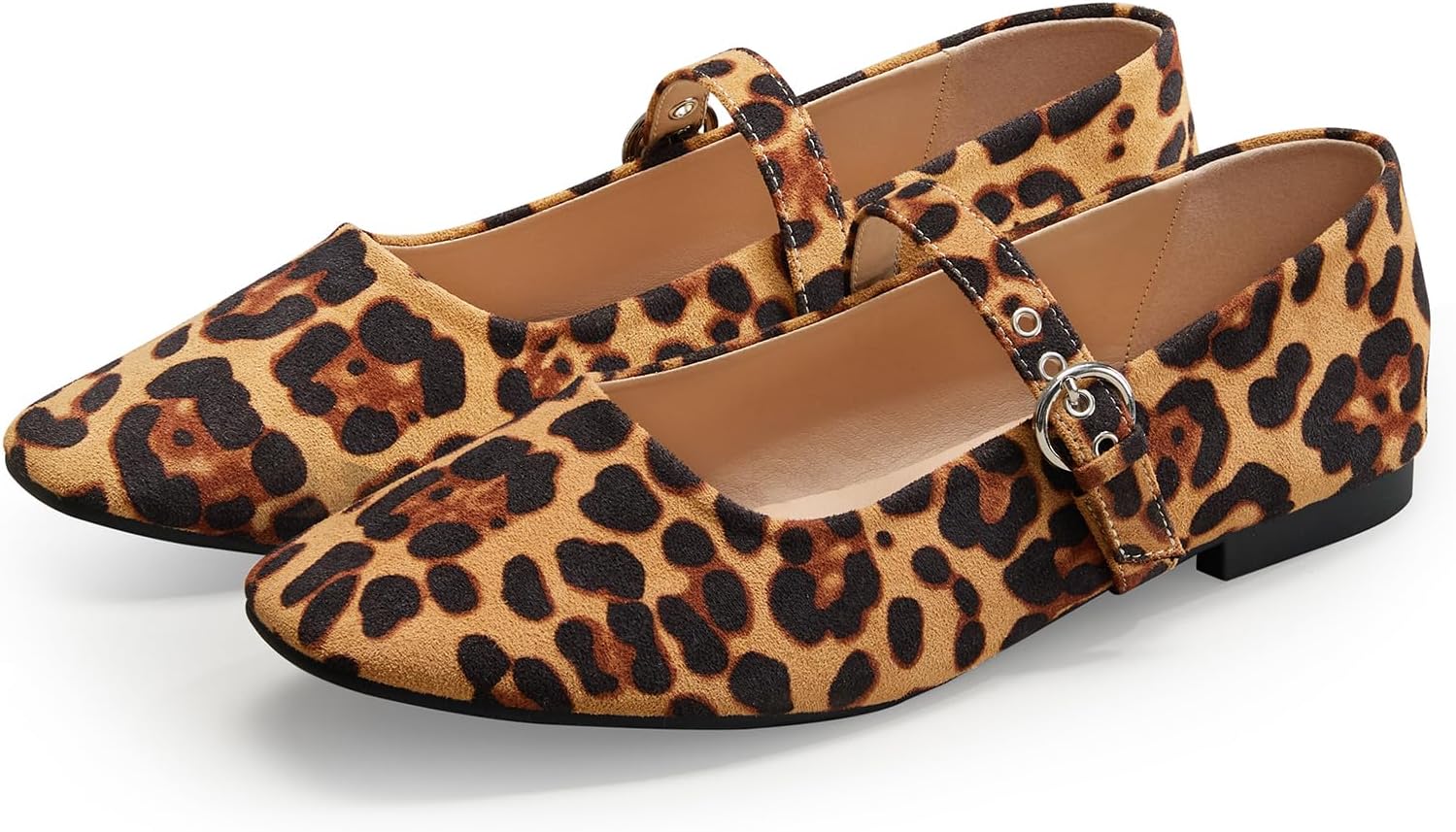 Leopard Flats for Women Mesh Ballet Flats Mary Jane Animal Print Shoes Slip On Casual Breathable Ballerina Flats - Image 6