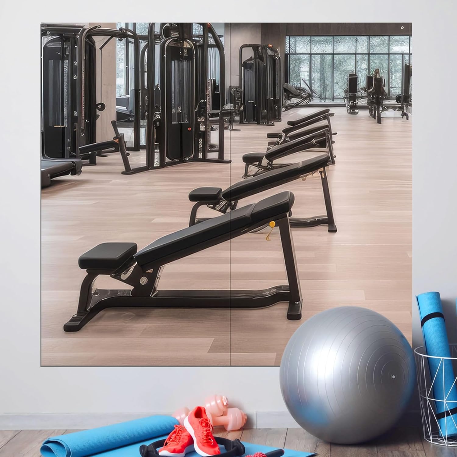 2 Pcs Home Gym Mirror 36 x 24 Inch Acrylic Full Length Mirror Frameless Large Full Body Wall Mounted for Yoga, Fitness, Garage, Dance Studio, Home, Gym, Bedroom 36 x 24 Inch 2