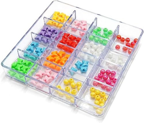 Miniatura 2 de carrotez Bandeja organizadora de joyas apilable, 16 rejillas, organizador de cajones de plástico transparente para maquillaje, accesorios,