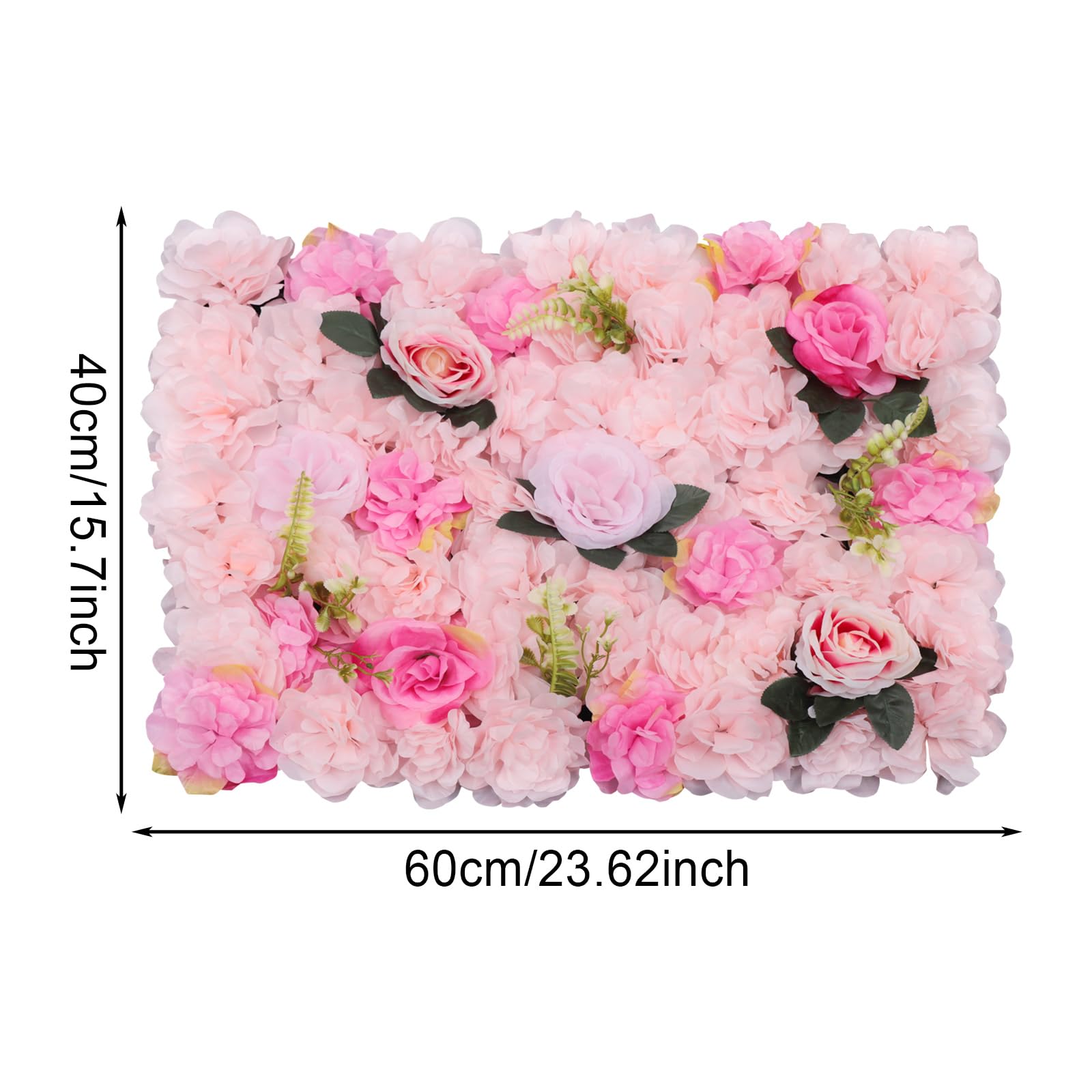 12 pareti di fiori artificiali, decorazione da parete, 40 x 60 cm, realizzata a mano, 4 kg, per matrimoni, feste, squadre, rose e piante acquatiche (rosa chiaro)