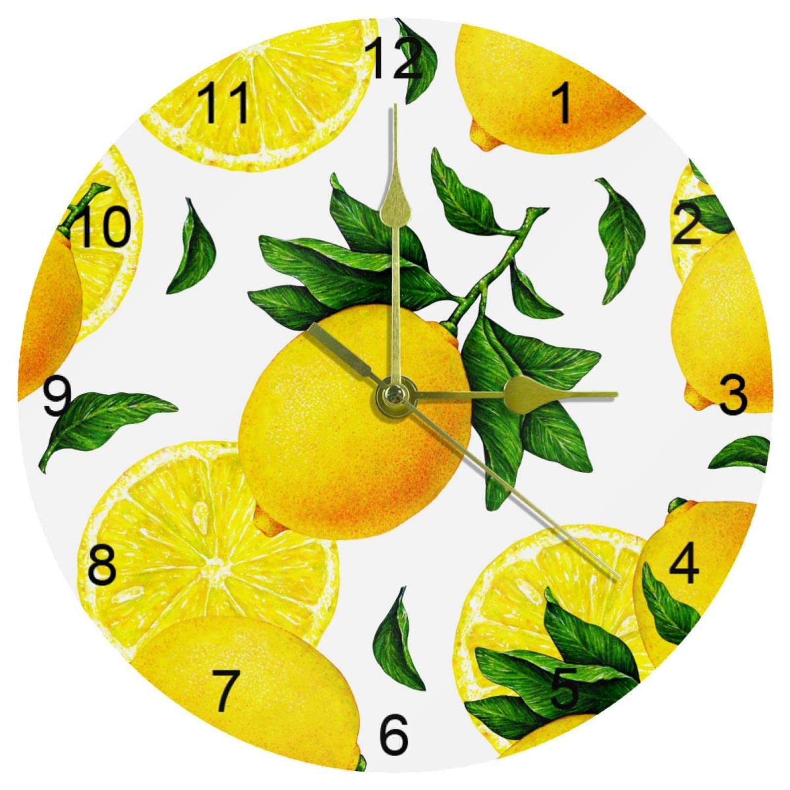 Horloge murale silencieuse de cuisine design citron pour une décoration colorée