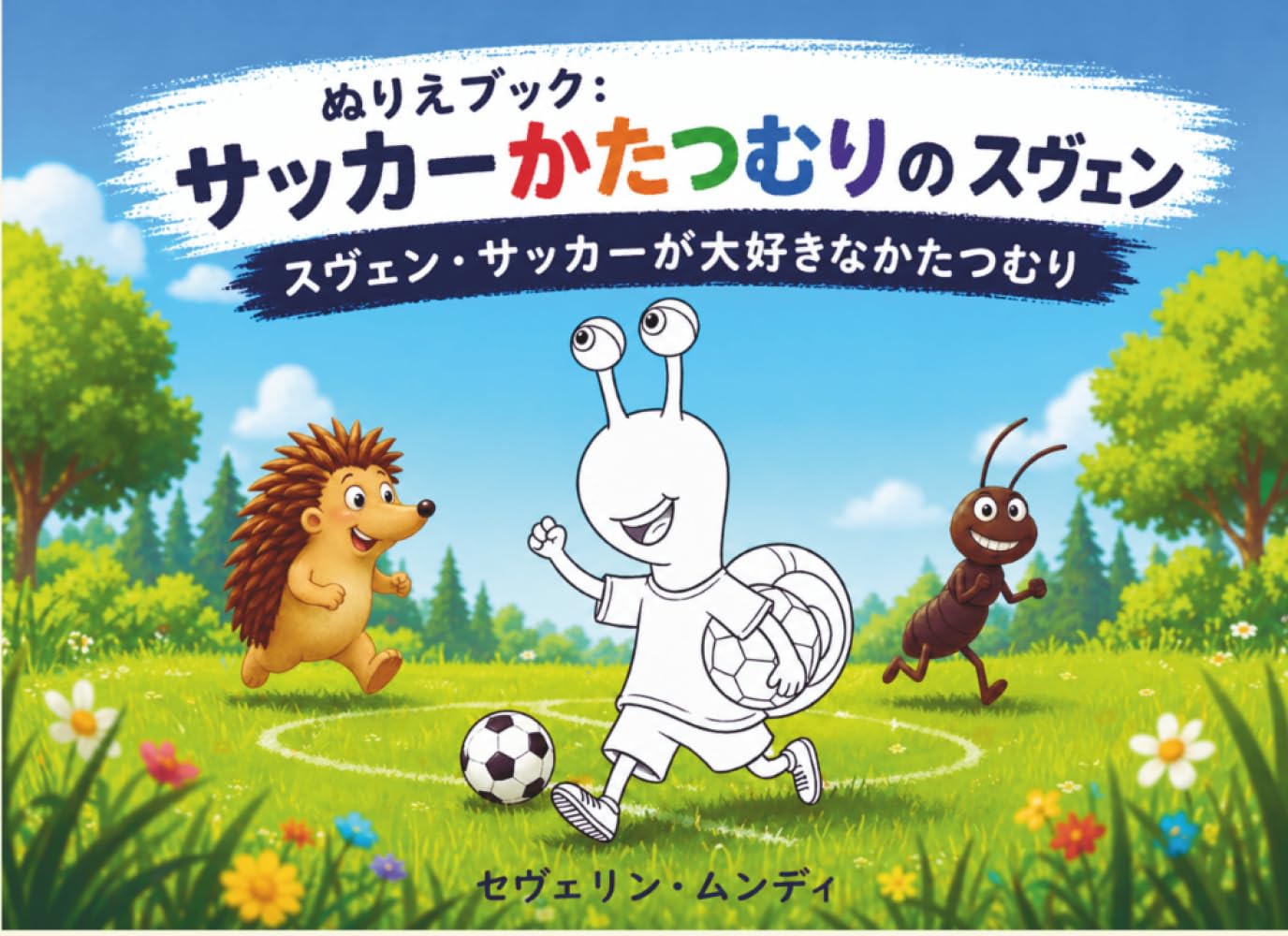 塗り絵 サッカーをするカタツムリ、スヴェン