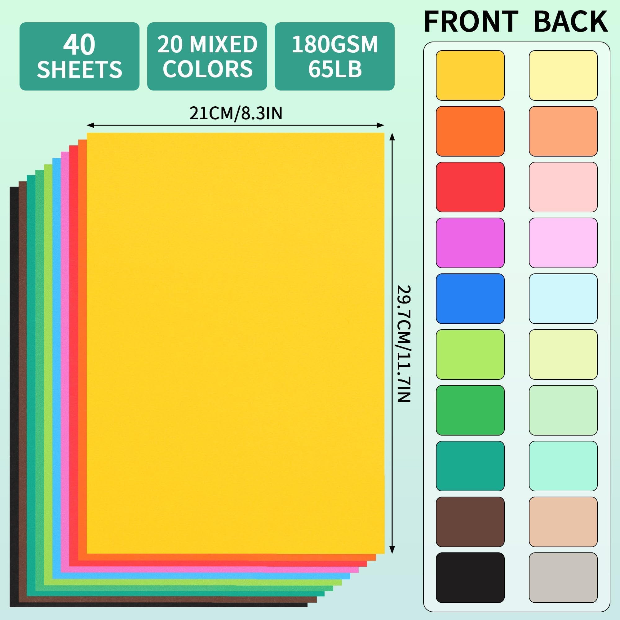 40 Sheets A4 Dual-Color Cardstock - Image 2