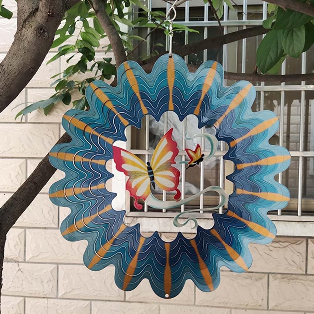 HS's Creation Windspiel Kinetisch - Ø30,5 Cm, Edelstahl Vergoldet, Mit Drehbarem Haken, Für Garten & Terrasse